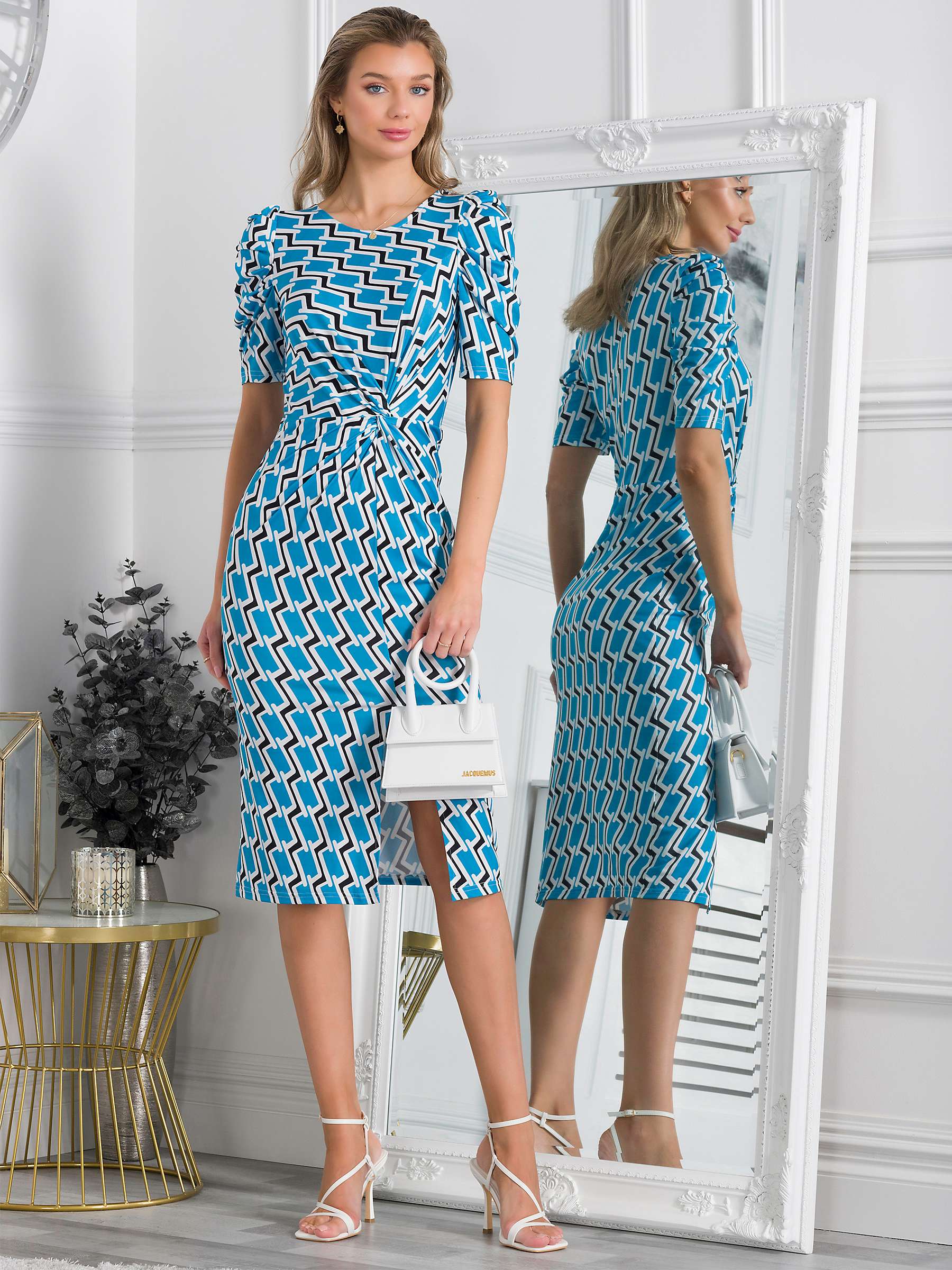 Buy Jolie Moi Arica Geometric Dress, Blue Online at johnlewis.com