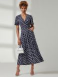 Jolie Moi Jaylynn Geometric Jersey Maxi Dress, Navy