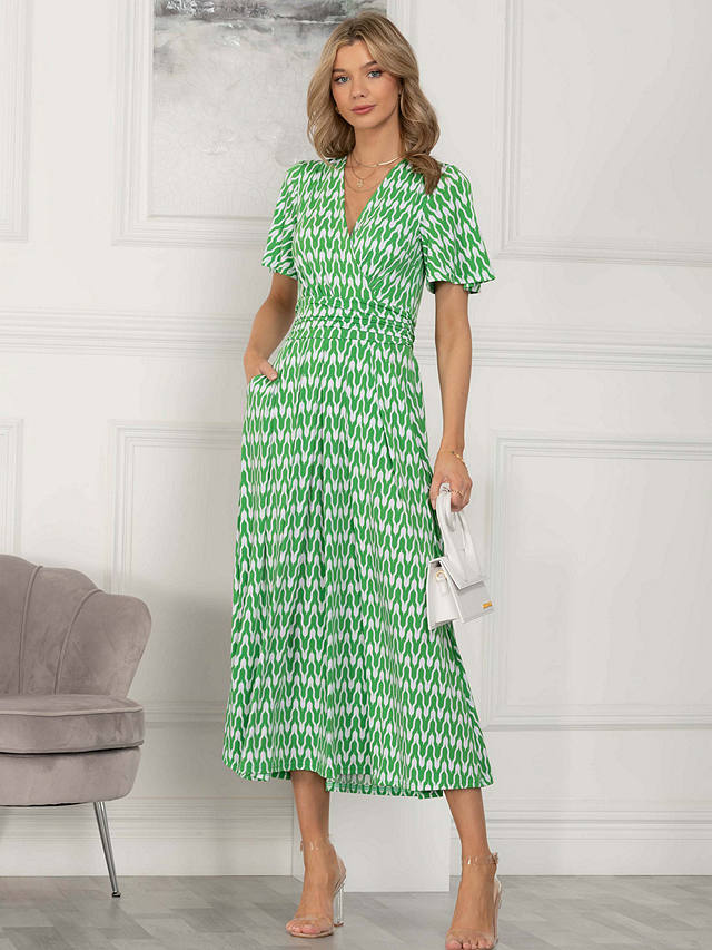 Jolie Moi Jaylynn Geometric Jersey Maxi Dress, Green 