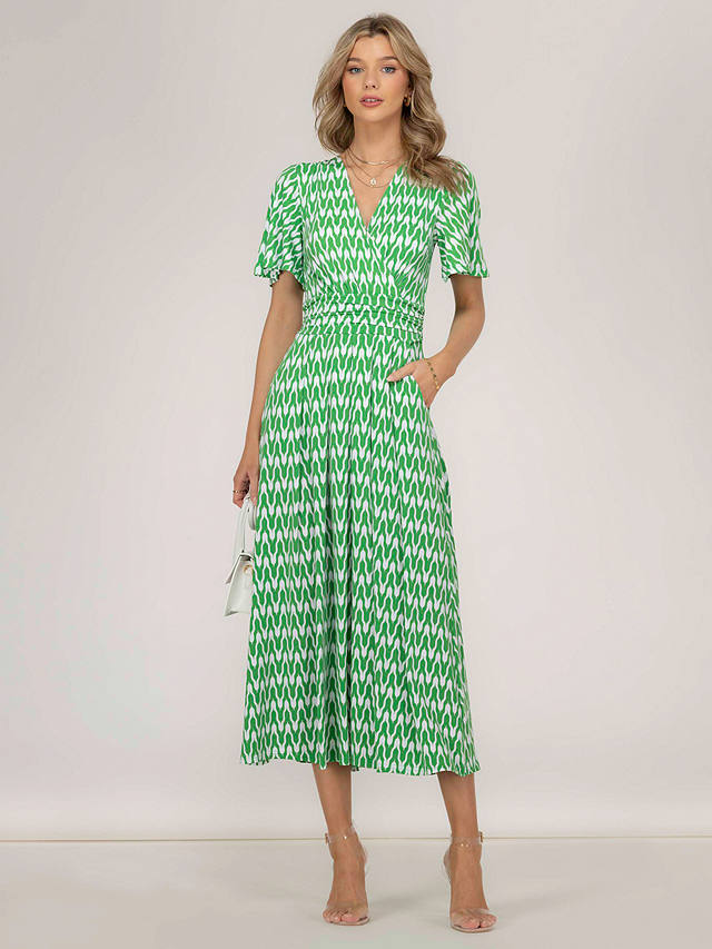 Jolie Moi Jaylynn Geometric Jersey Maxi Dress, Green 