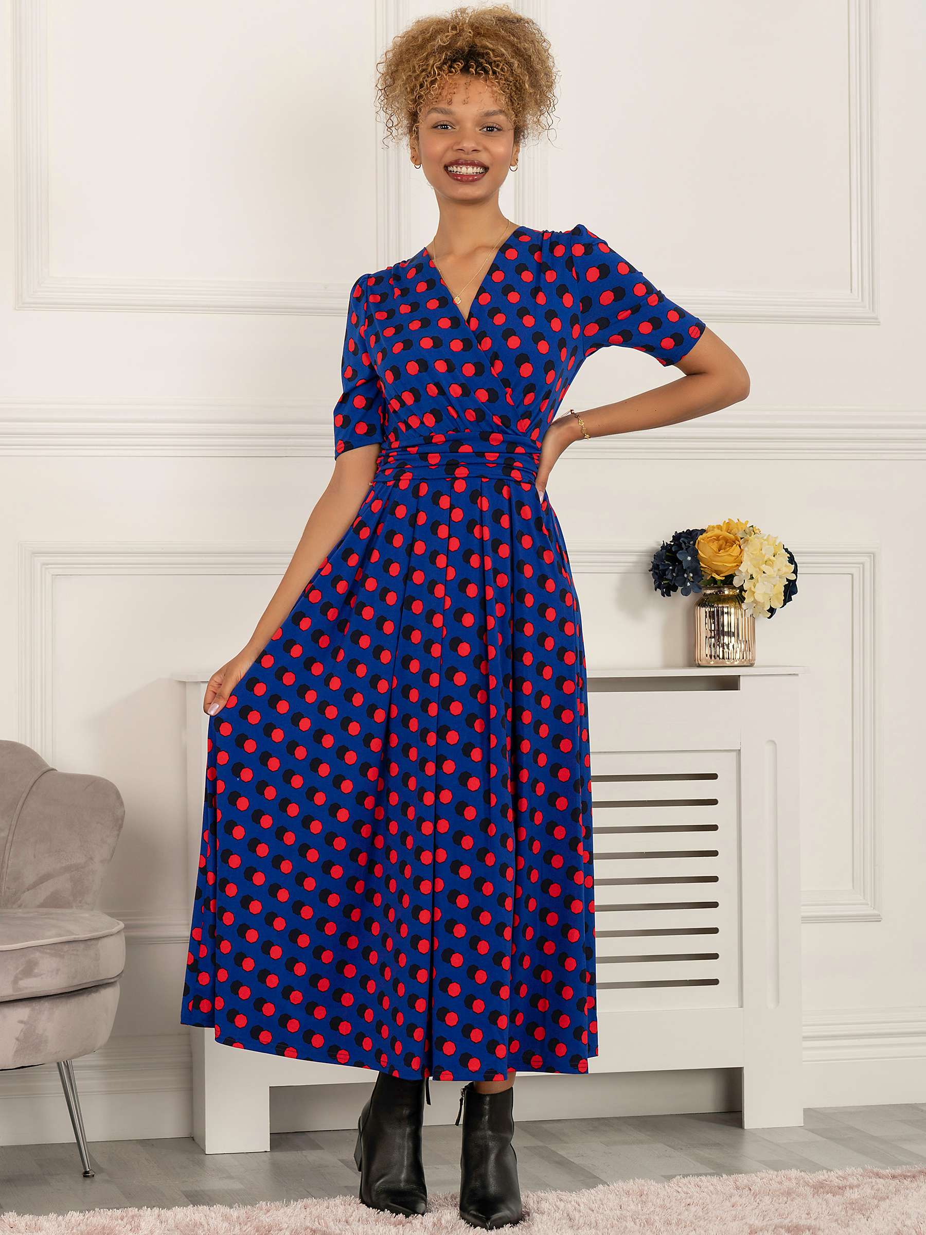 Buy Jolie Moi Polka Ratette Dress, Blue Online at johnlewis.com