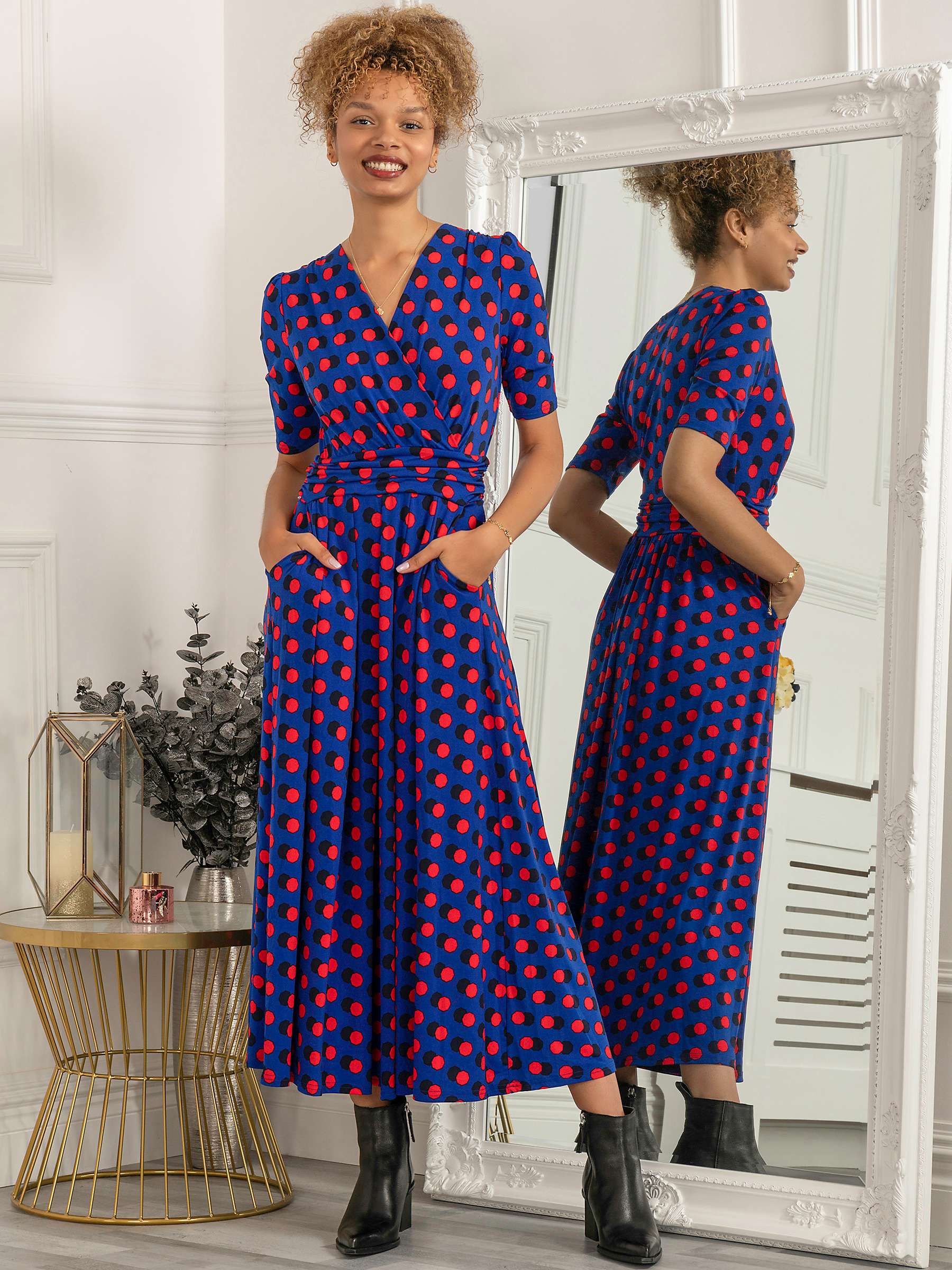 Buy Jolie Moi Polka Ratette Dress, Blue Online at johnlewis.com