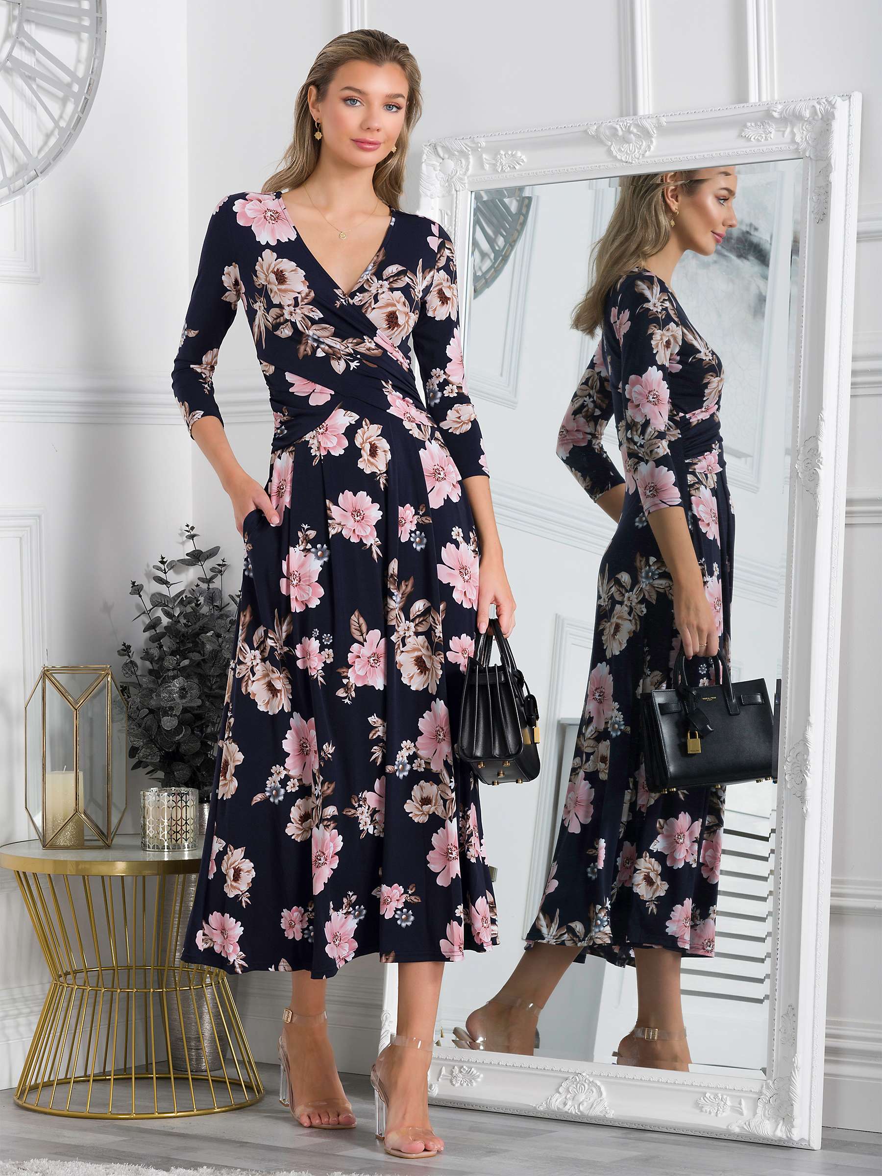 Buy Jolie Moi Quintella Floral Midi Dress, Navy Online at johnlewis.com