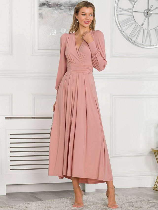 Jolie Moi Rachelle Wrap Neckline Maxi Dress, Dusty Pink