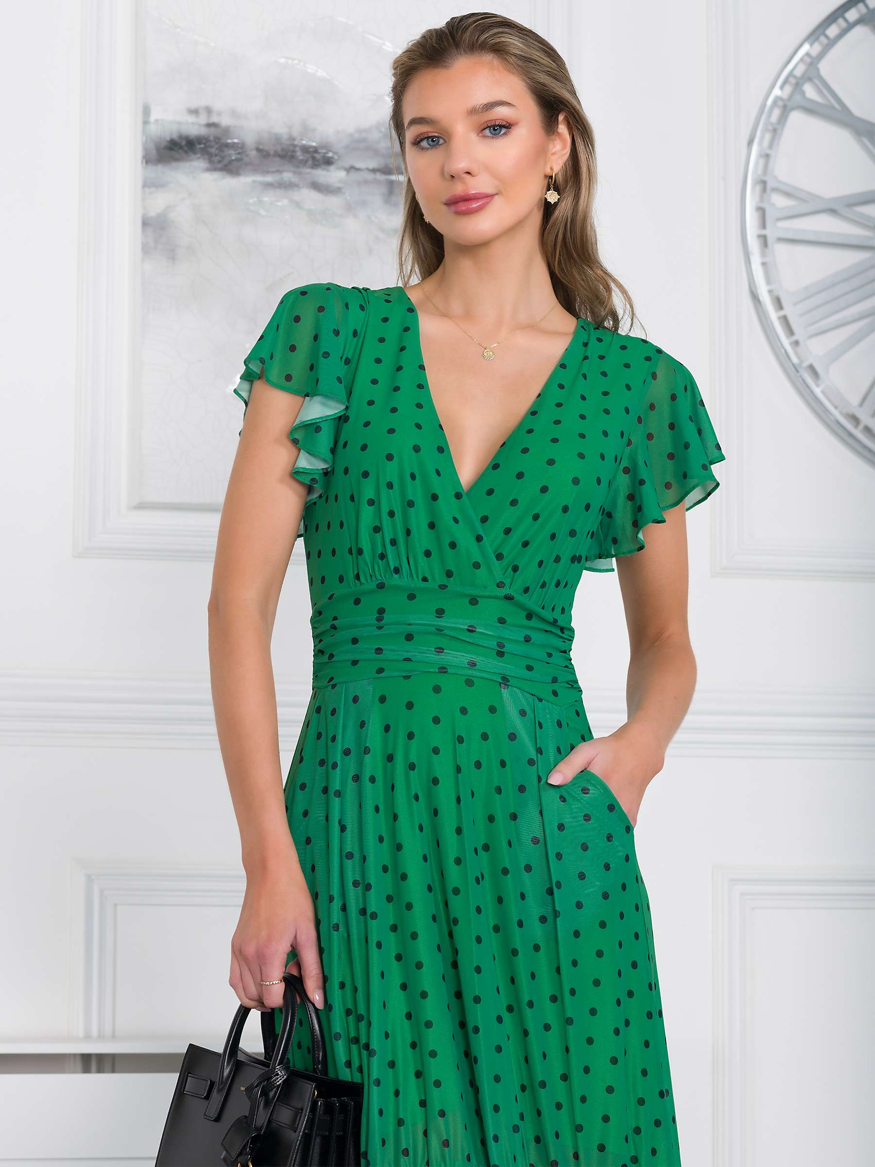 Buy Jolie Moi Leena Tiered Dipped Hem Midi Dress, Green Online at johnlewis.com