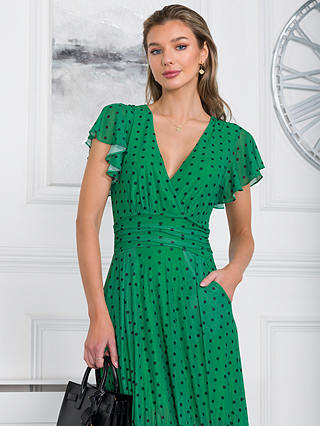 Jolie Moi Leena Tiered Dipped Hem Midi Dress, Green