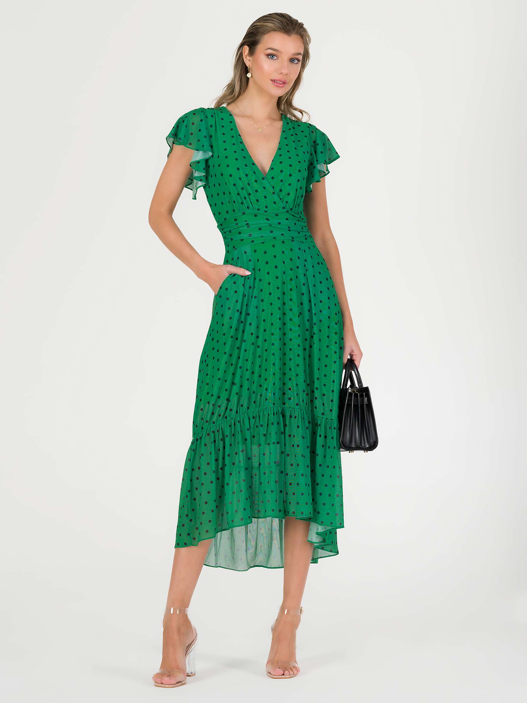 Buy Jolie Moi Leena Tiered Dipped Hem Midi Dress, Green Online at johnlewis.com