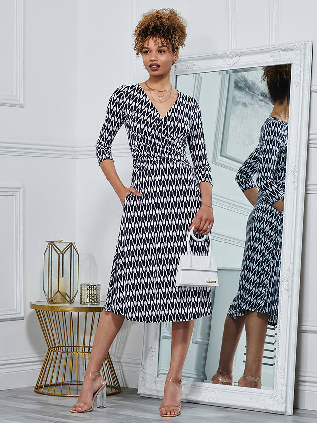 Jolie Moi Odilia Knee Length Dress, Navy Geometric