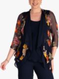 chesca Chrysanthemum Silk Blend Shrug, Navy/Multi