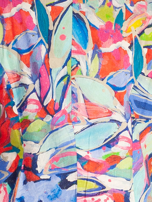 chesca Foliage Print Linen Blend Shacket, Blue/Multi