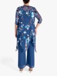 chesca Pixie Floral Silk Blend Chiffon Coat, Bluebird/Multi