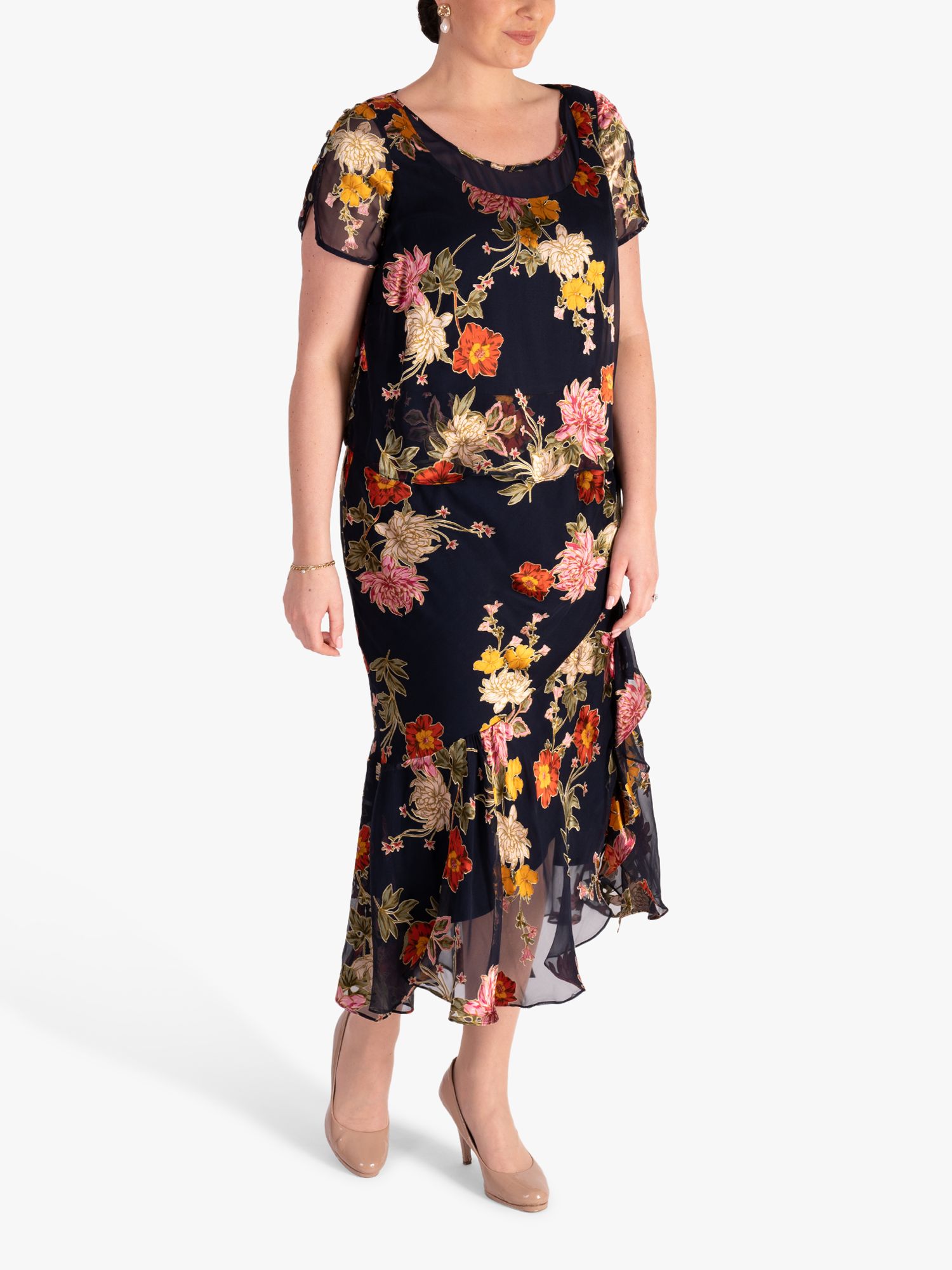 chesca Chrysanthemum Dress, Navy/Multi at John Lewis & Partners
