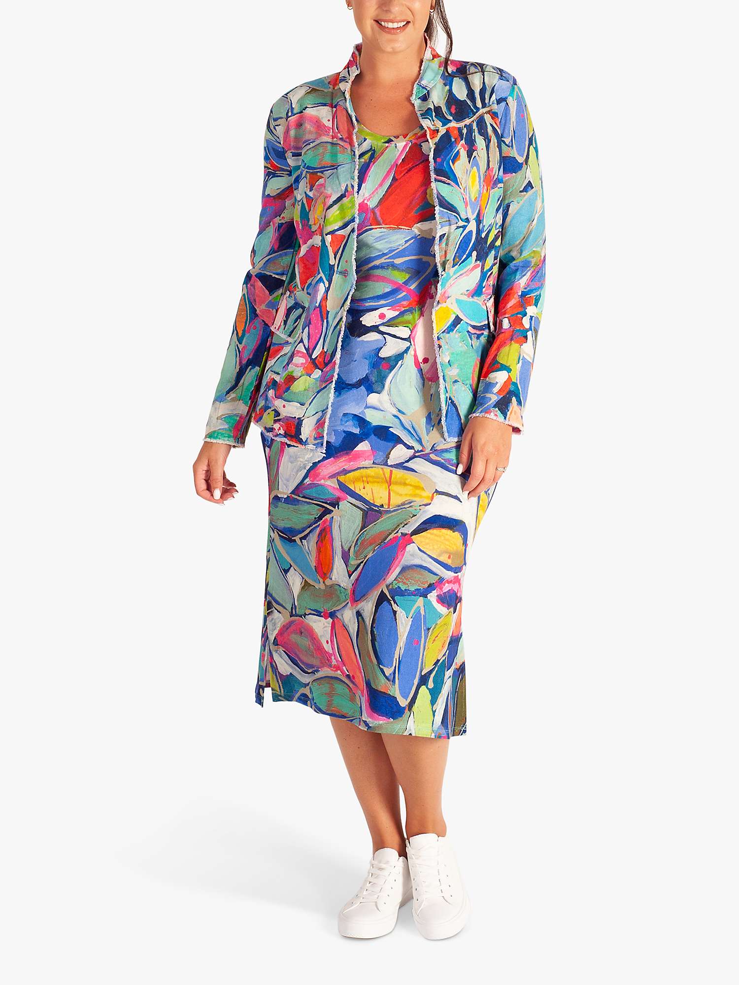 Buy chesca Foliage Print Bodycon Midi Dress, Blue/Multi Online at johnlewis.com