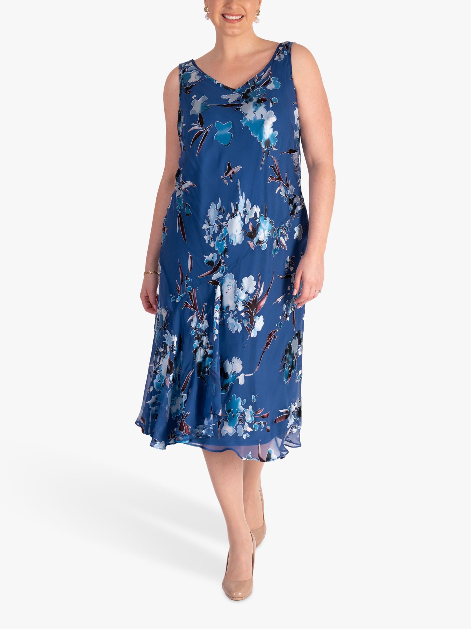 Chesca Bluebird Sleeveless Dress, Bluebird/Multi