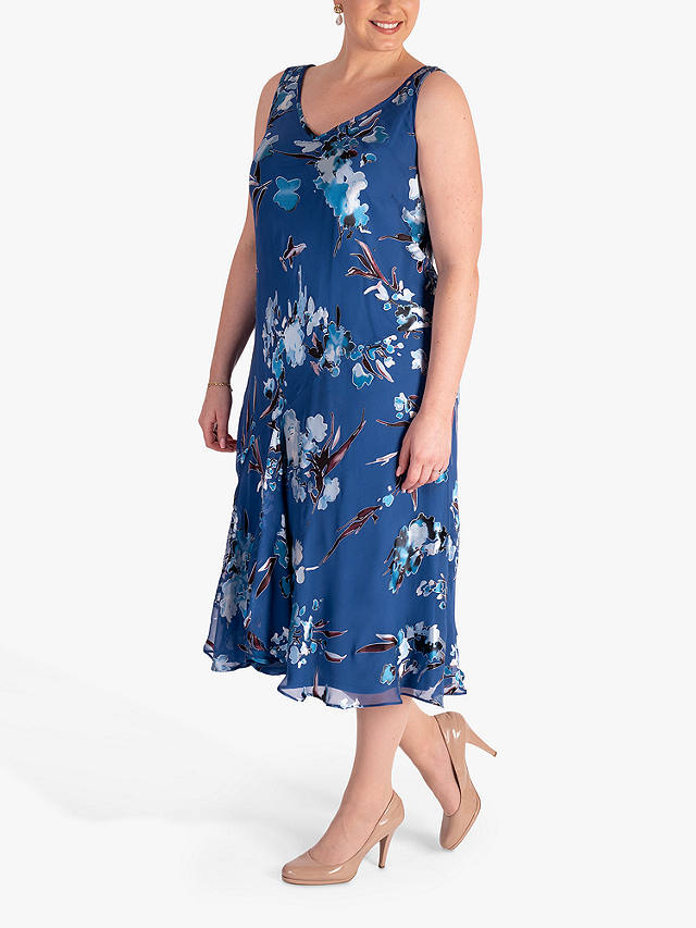 chesca Bluebird Sleeveless Dress, Bluebird/Multi