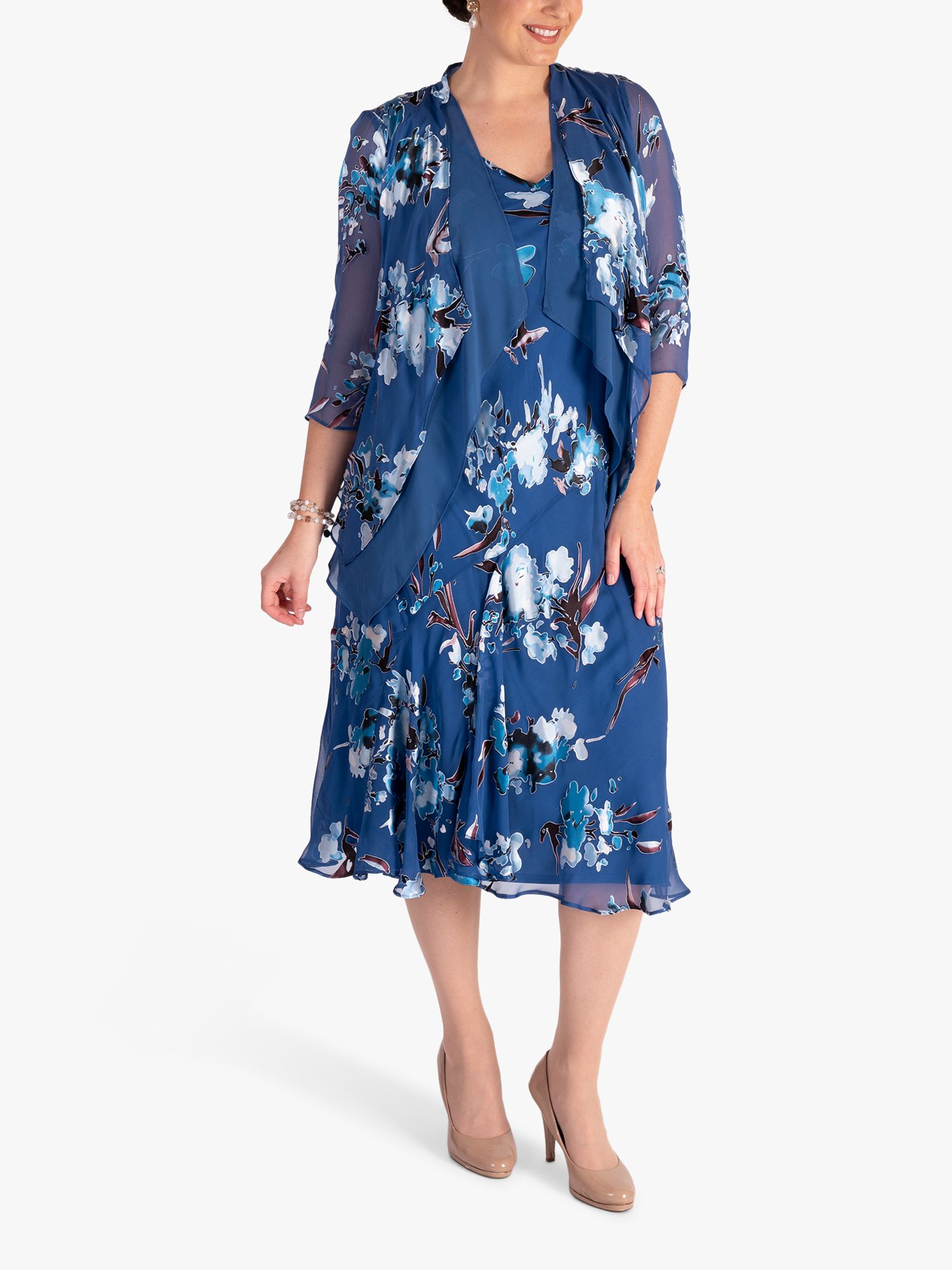 chesca Bluebird Sleeveless Dress, Bluebird/Multi at John Lewis & Partners