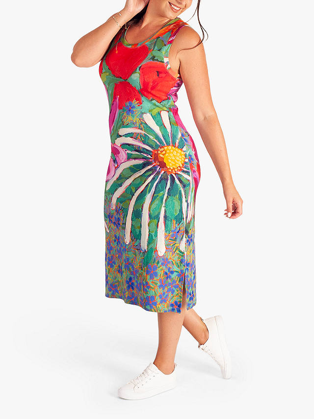 chesca Curve Tropical Print Midi Dress, Multi