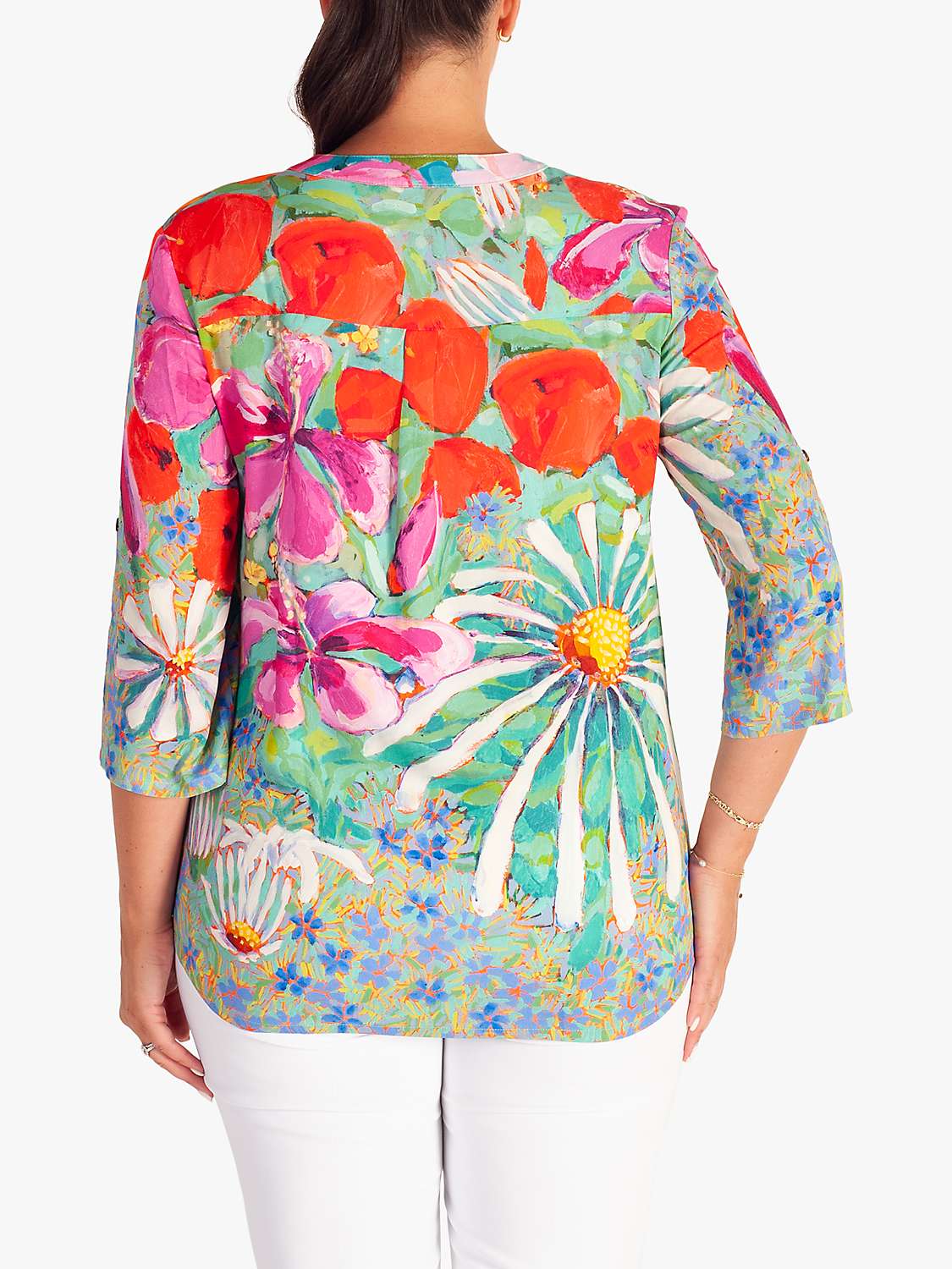 Buy chesca Tropical Print Floral Blouse, Green/Multi Online at johnlewis.com