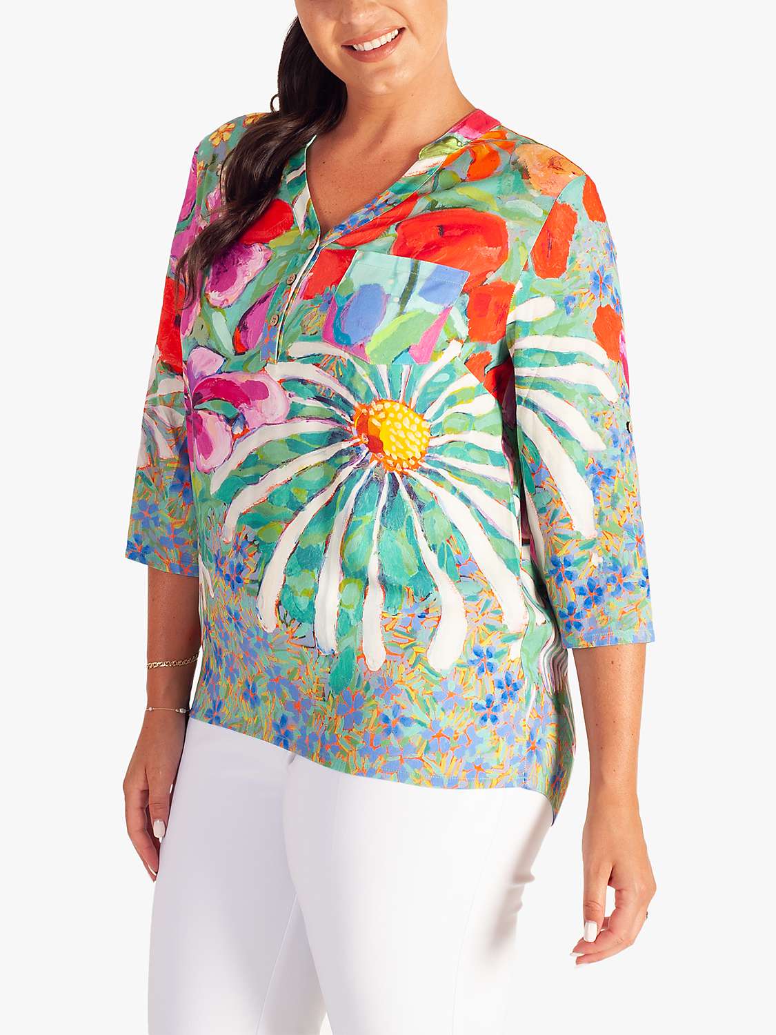 Buy chesca Tropical Print Floral Blouse, Green/Multi Online at johnlewis.com