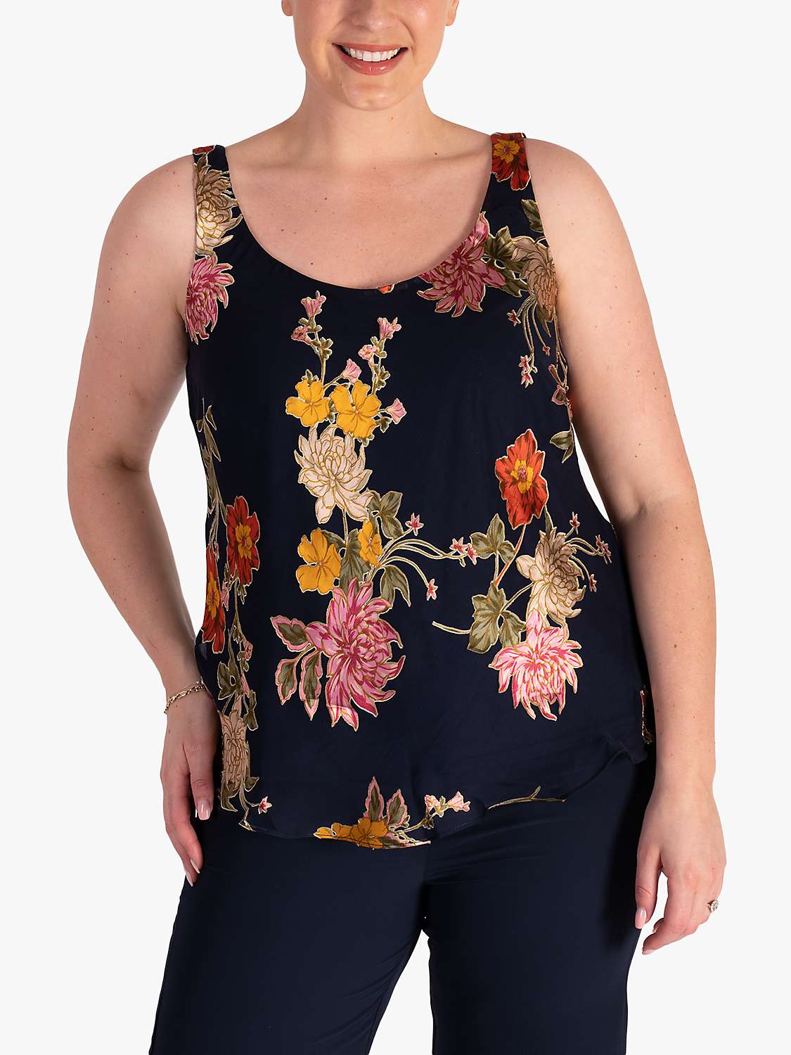 Buy chesca Curve Floral Cami Top, Navy/Multi Online at johnlewis.com