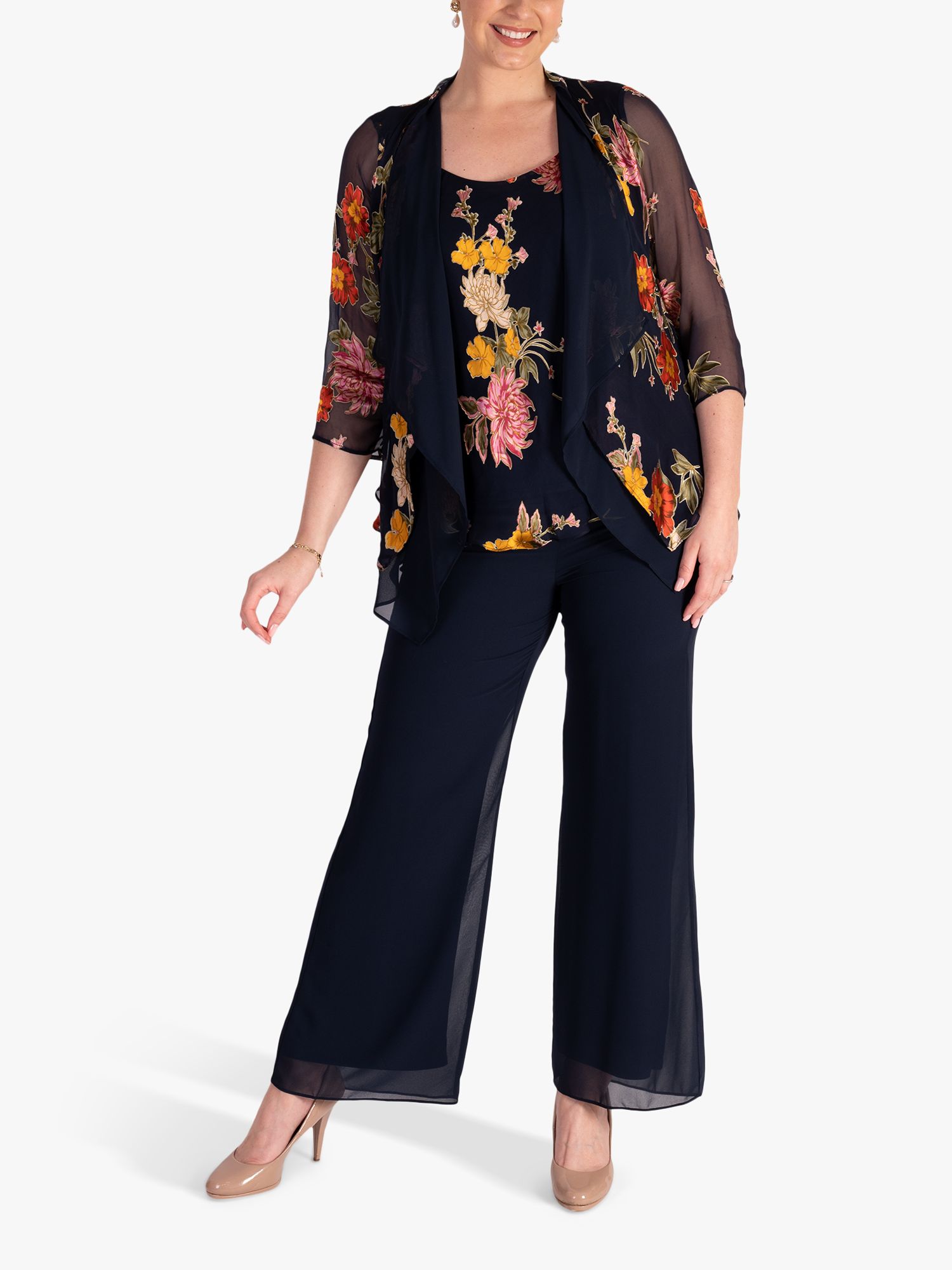 chesca Curve Floral Cami Top, Navy/Multi at John Lewis & Partners