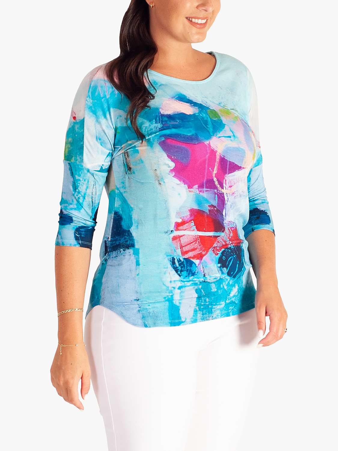 Buy chesca Abstract Print Jersey Top, Turquoise/Multi Online at johnlewis.com