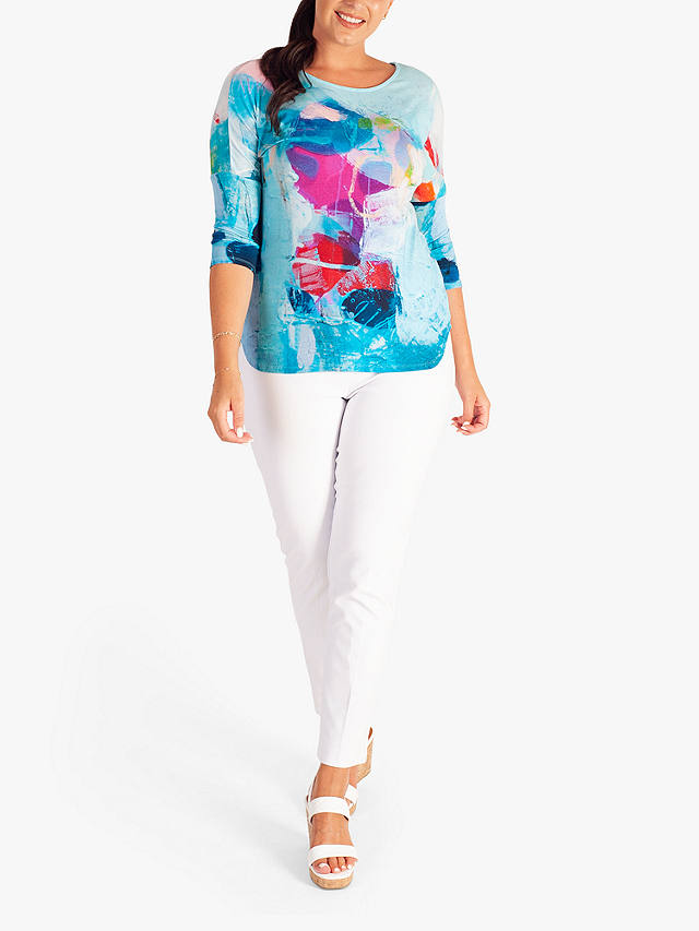 chesca Abstract Print Jersey Top, Turquoise/Multi