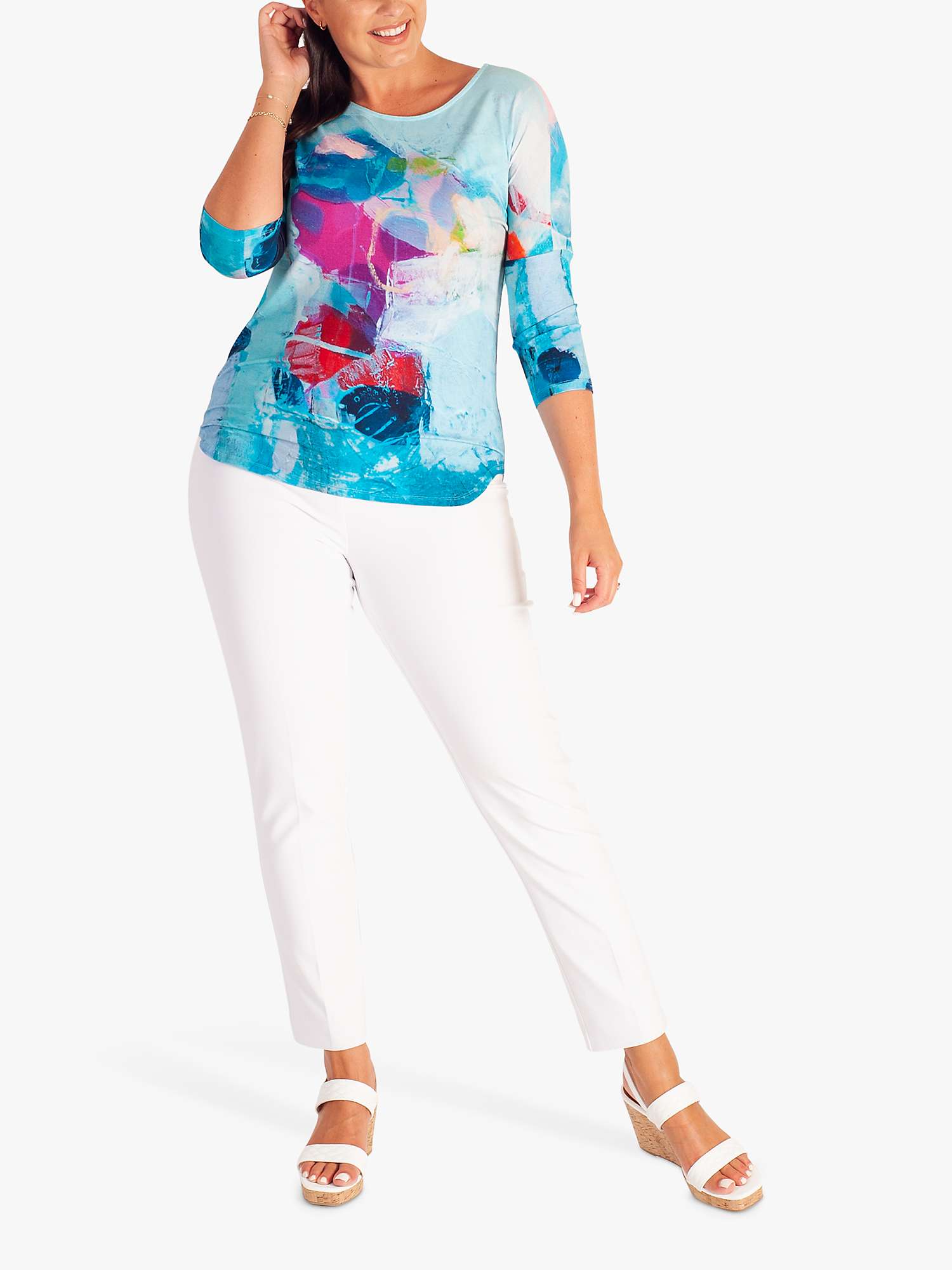 Buy chesca Abstract Print Jersey Top, Turquoise/Multi Online at johnlewis.com