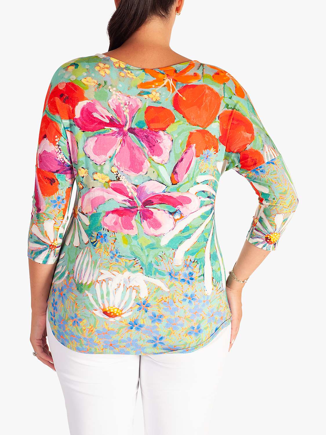 Buy chesca Tropical Print Floral Jersey Top, Green/Multi Online at johnlewis.com
