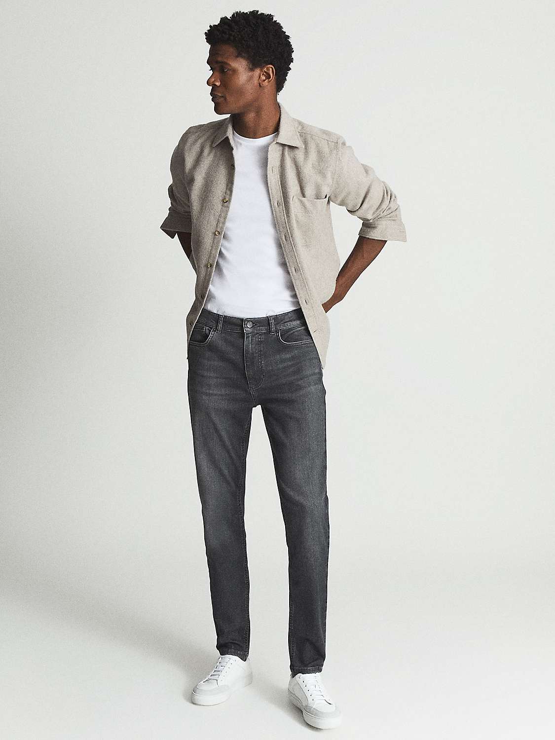 Buy Reiss Harry Slim Jeans, Washed Grey Online at johnlewis.com