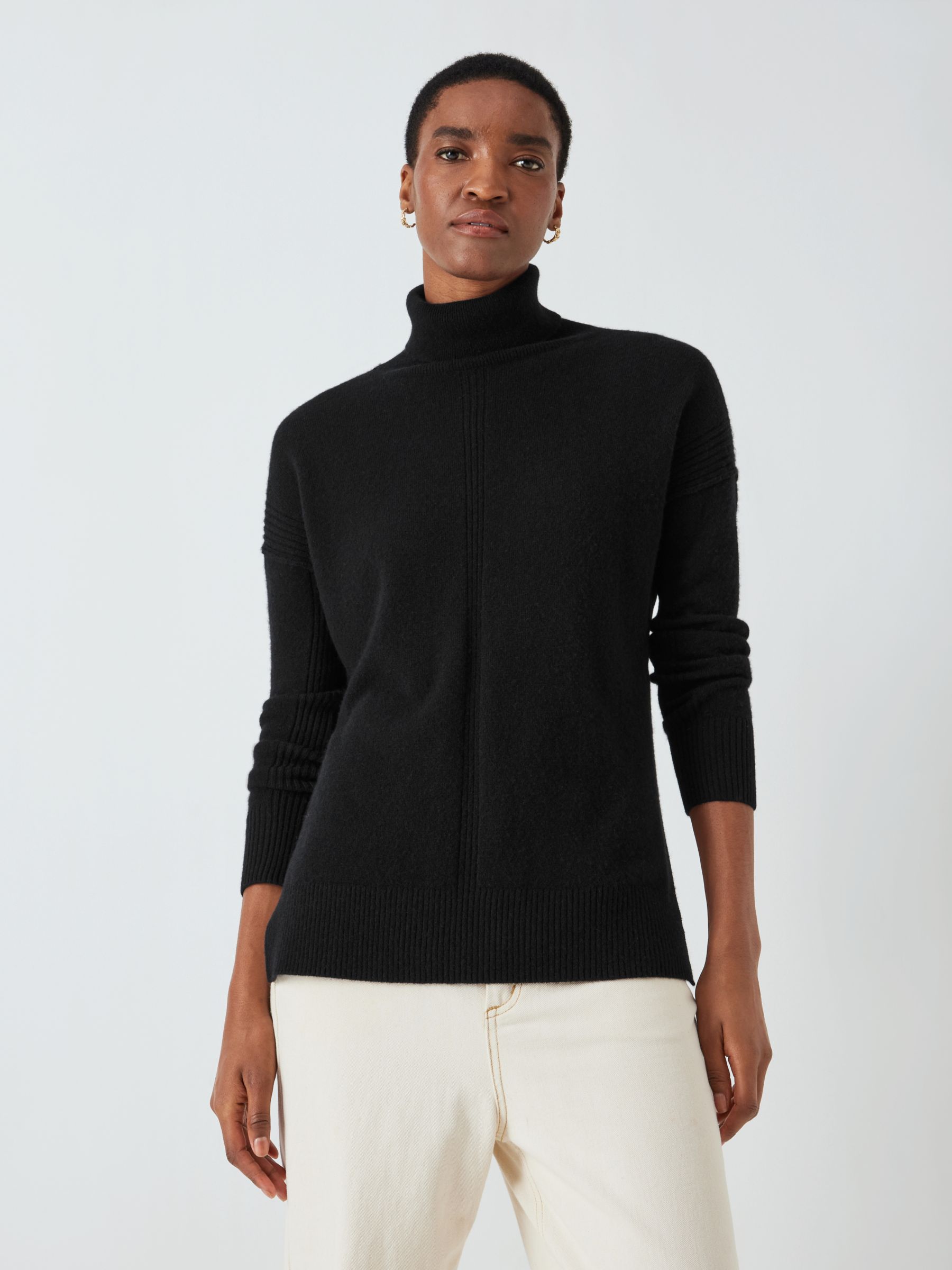 John Lewis Polo Neck Cashmere Sweater, Black at John Lewis & Partners