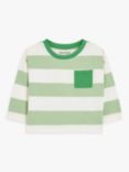 John Lewis ANYDAY Baby Striped Cotton Top, Green/White