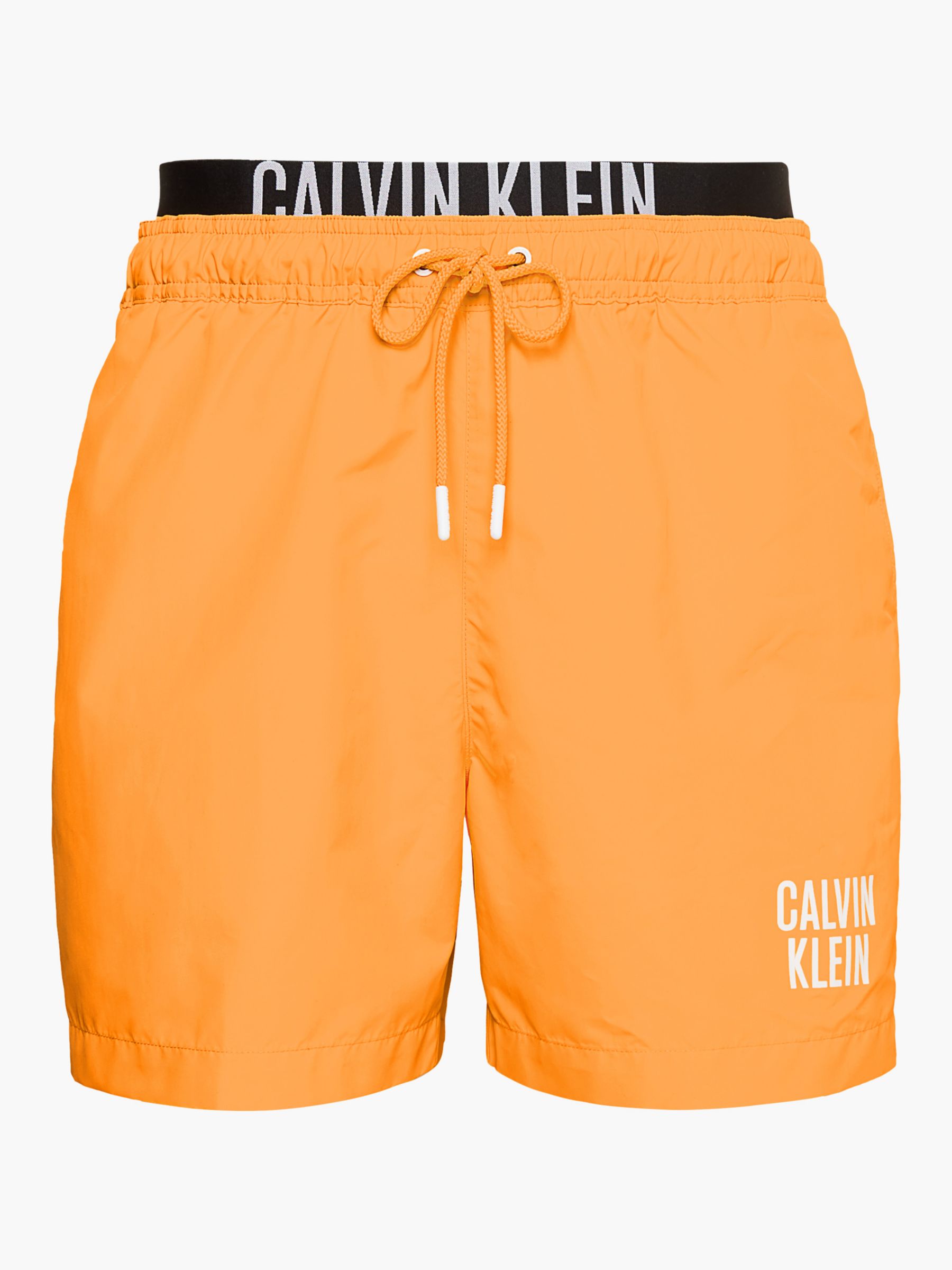 Calvin Klein Recycled Poly Double Waistband Swim Shorts, Royal Orange ...