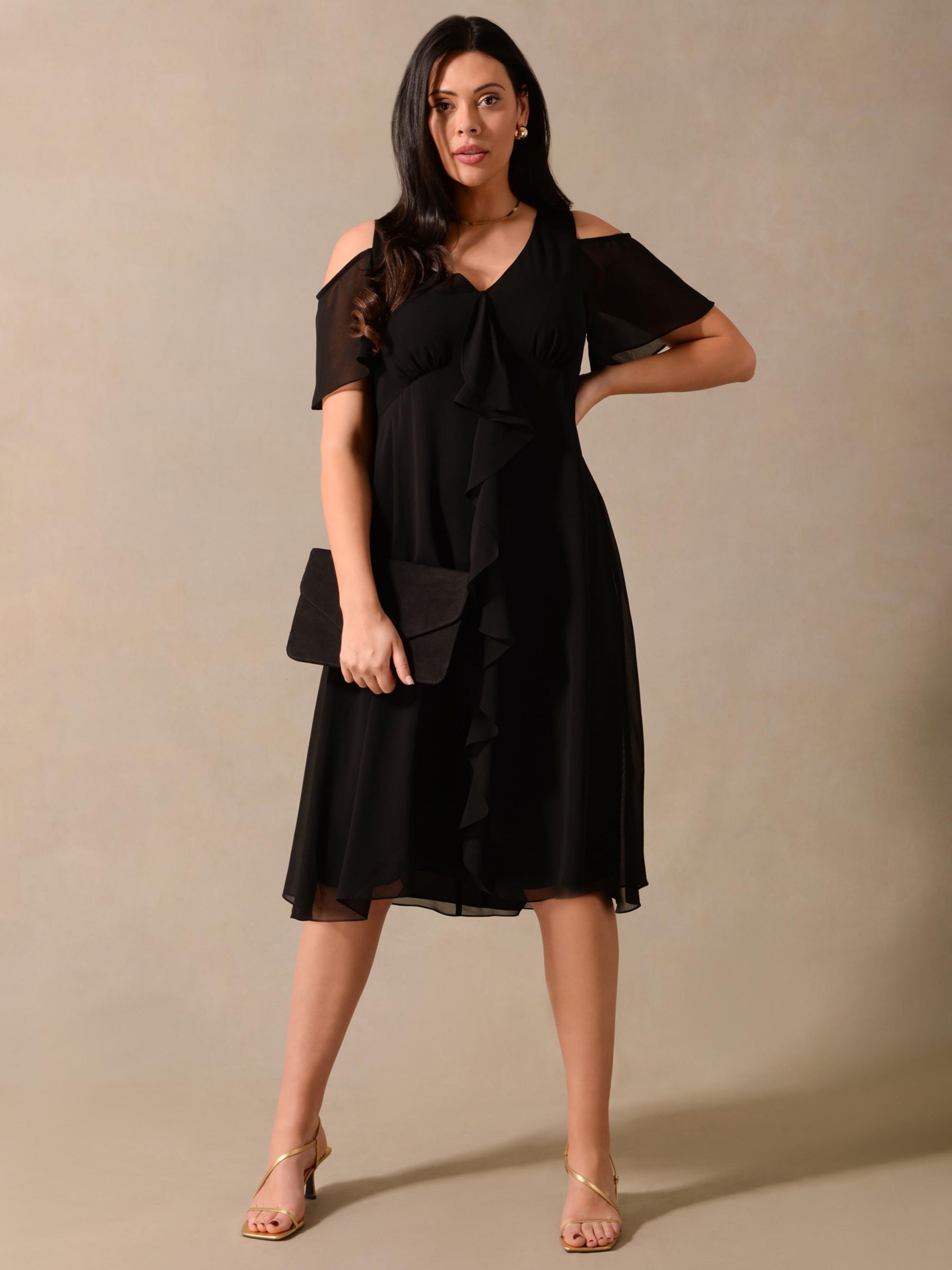 Plus size black cold shoulder outlet dress