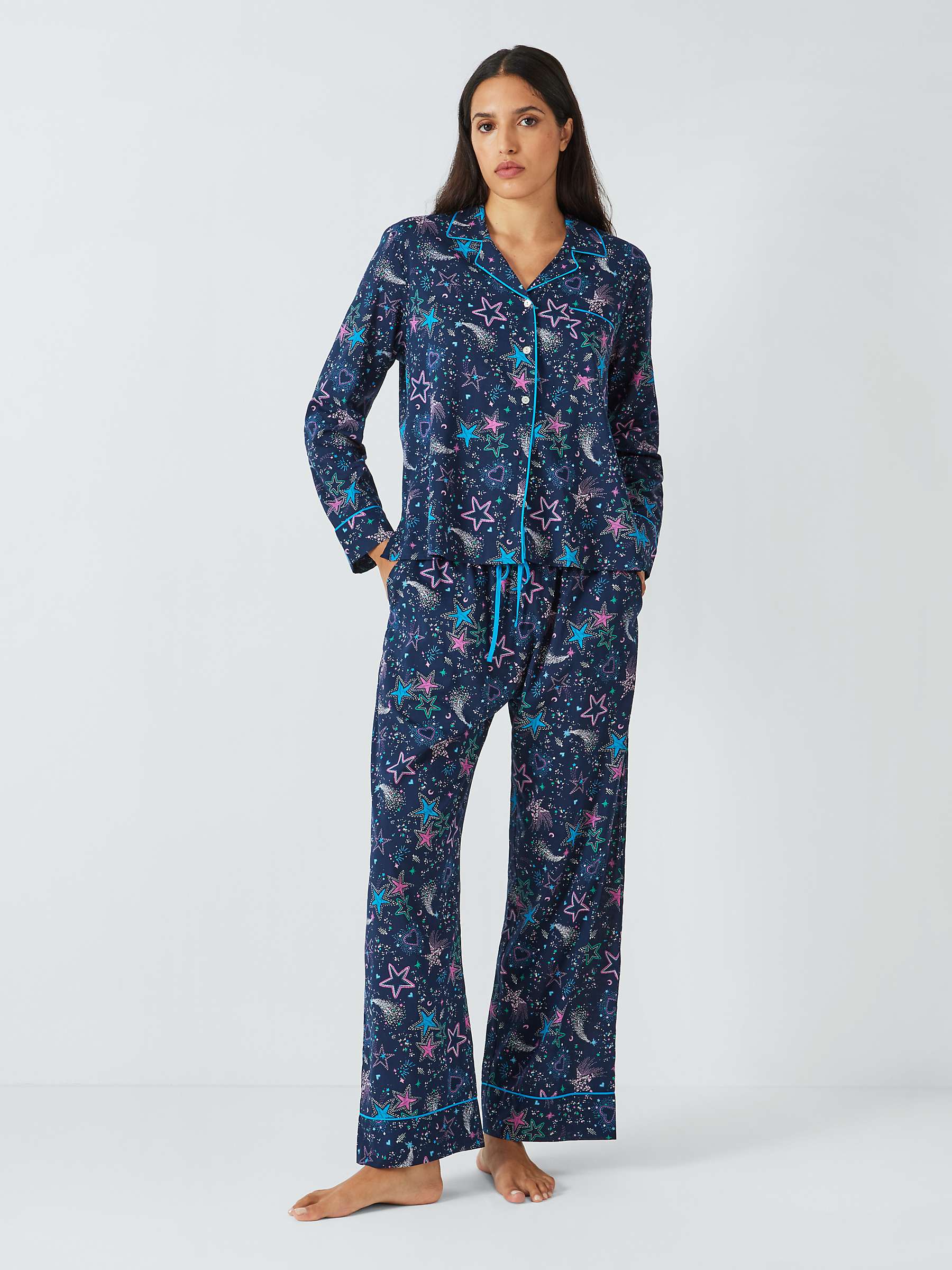 Buy AND/OR Starburst Cotton Blend Pyjama Bottoms, Blue Online at johnlewis.com