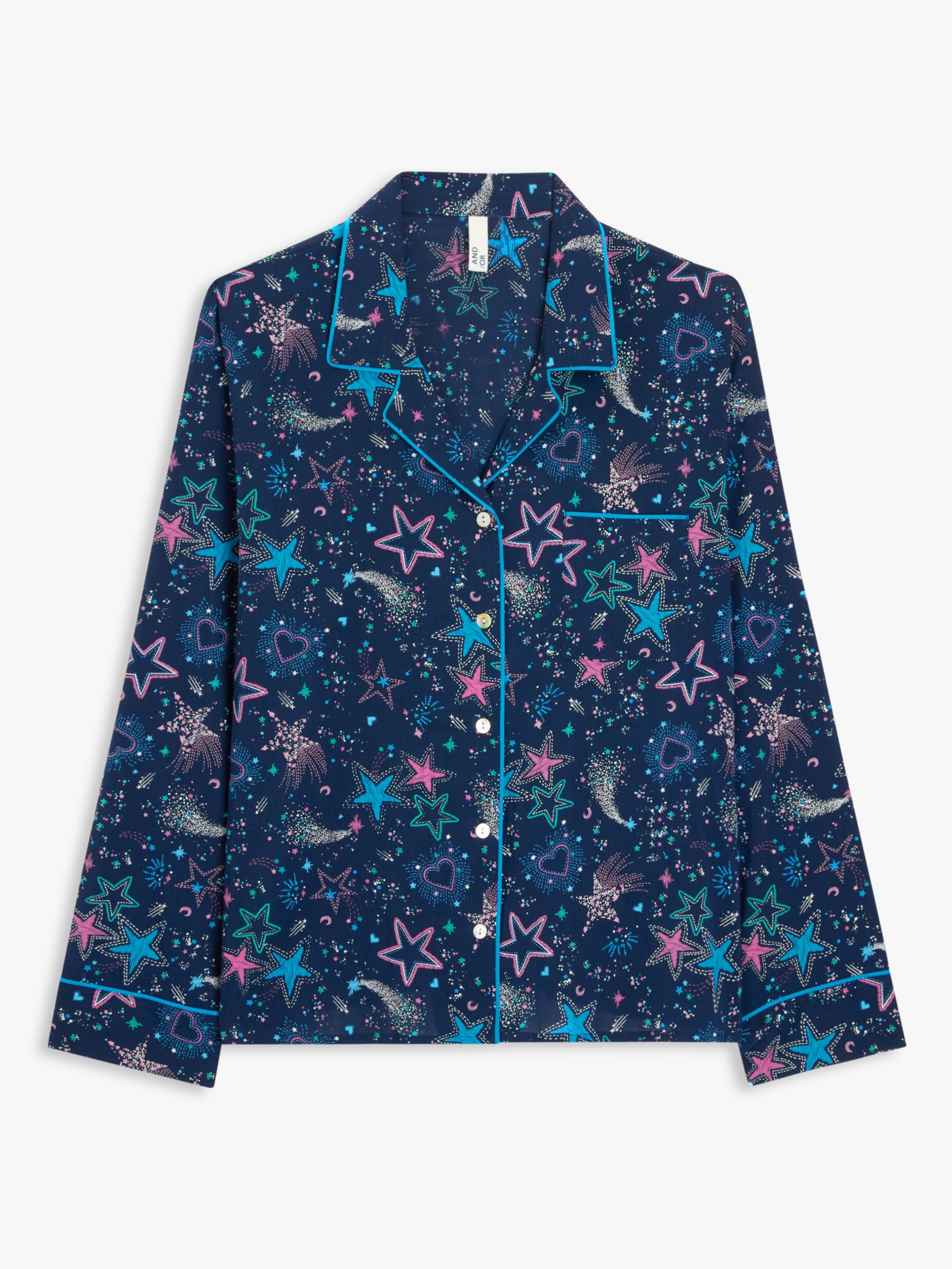 Buy AND/OR Starburst Long Sleeve Pyjama Shirt, Blue Online at johnlewis.com