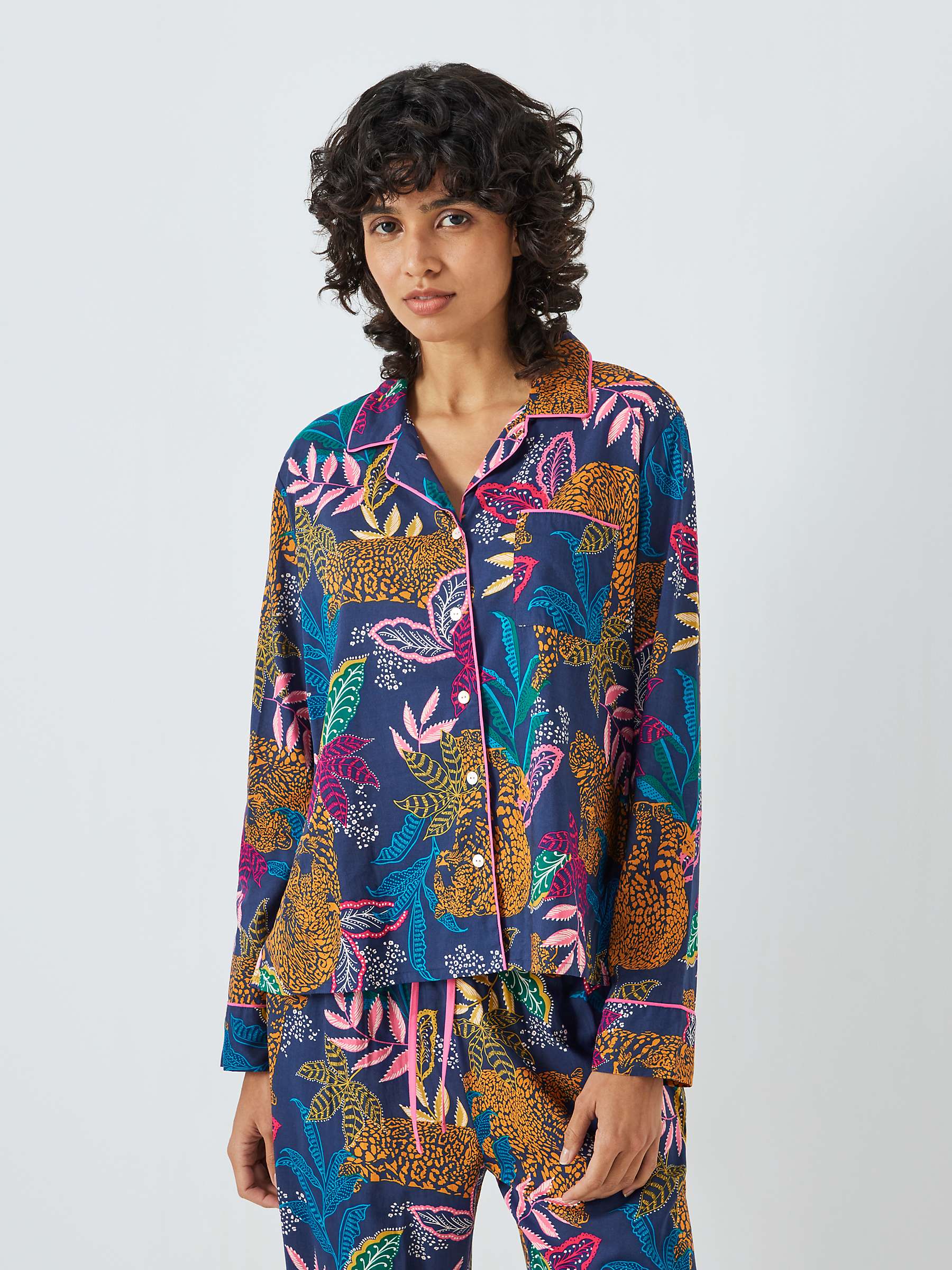 Buy AND/OR Midnight Leopard Pyjama Shirt, Green/Multi Online at johnlewis.com