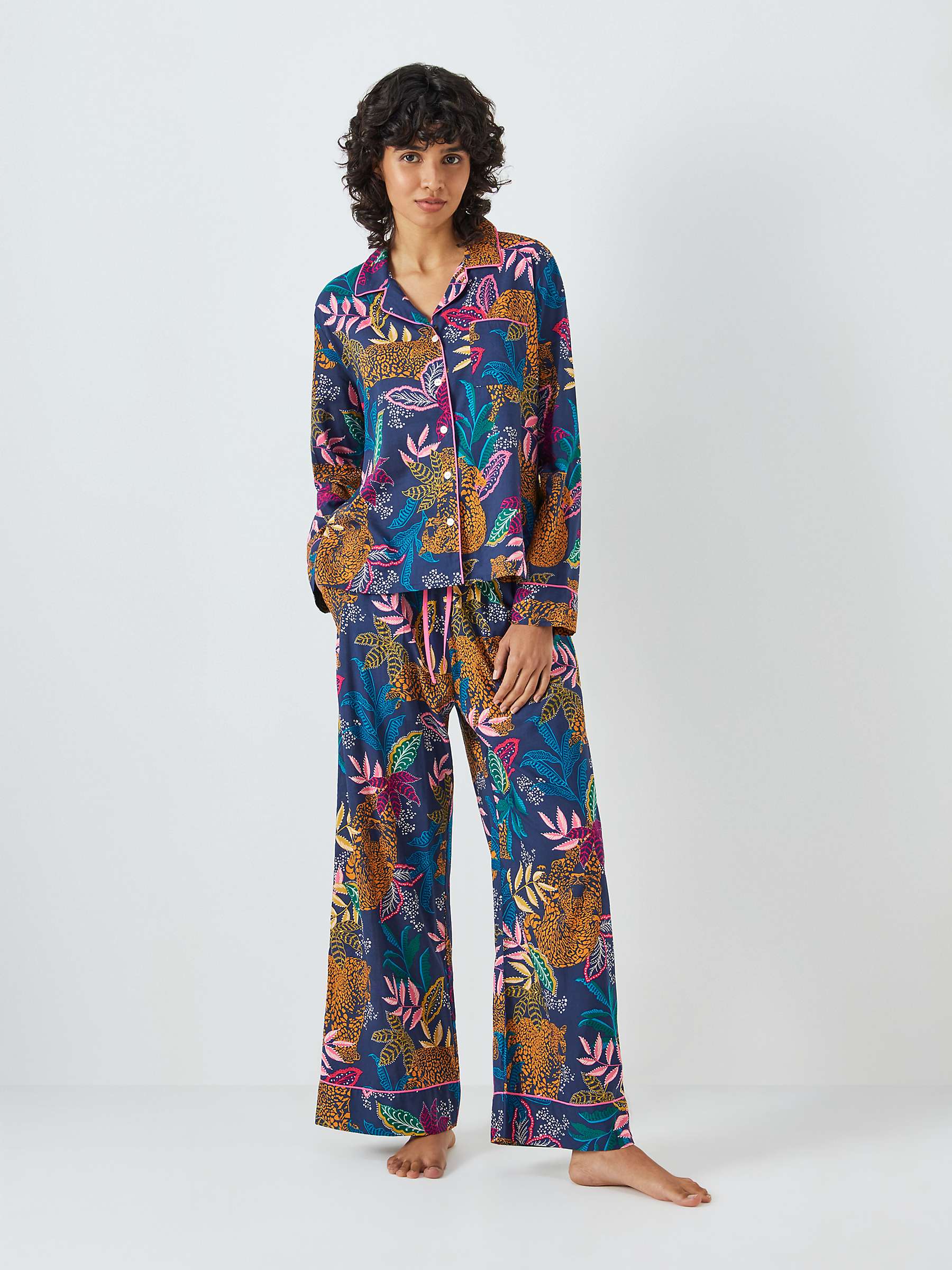 Buy AND/OR Midnight Leopard Pyjama Shirt, Green/Multi Online at johnlewis.com