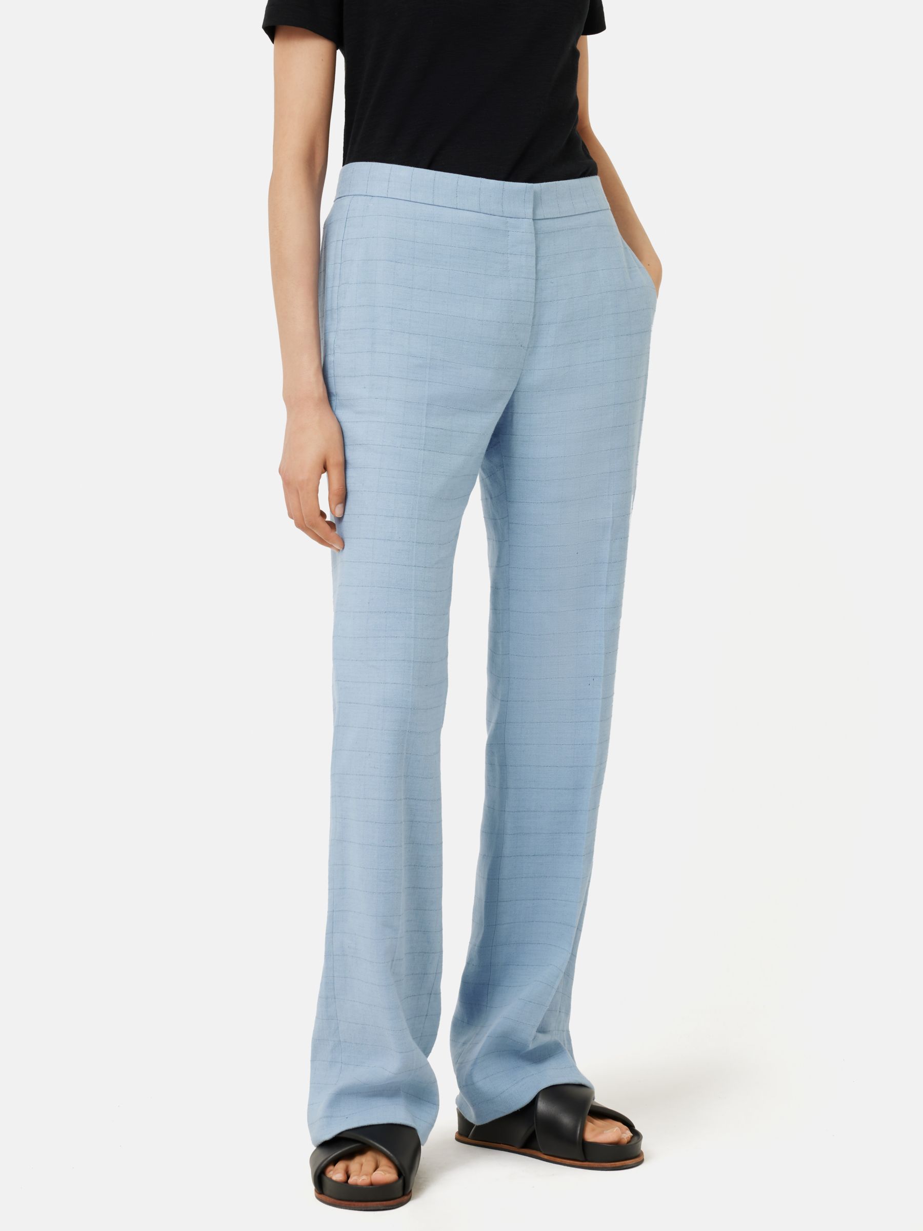 Buy Girls Linen Trouser Pants, Blue Online at 56% OFF