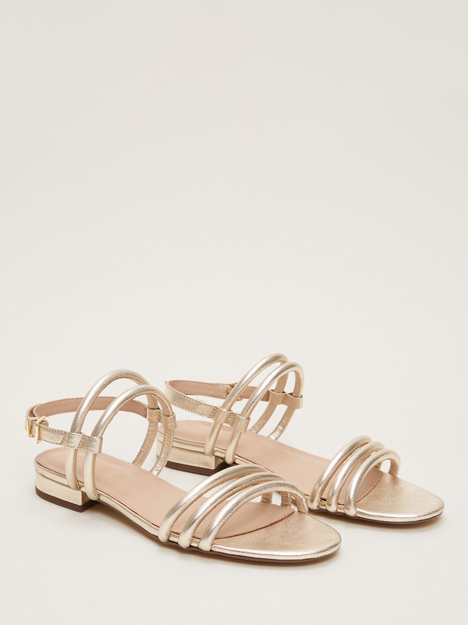 Phase Eight Metallic Leather Sandals, Gold at John Lewis & Partners