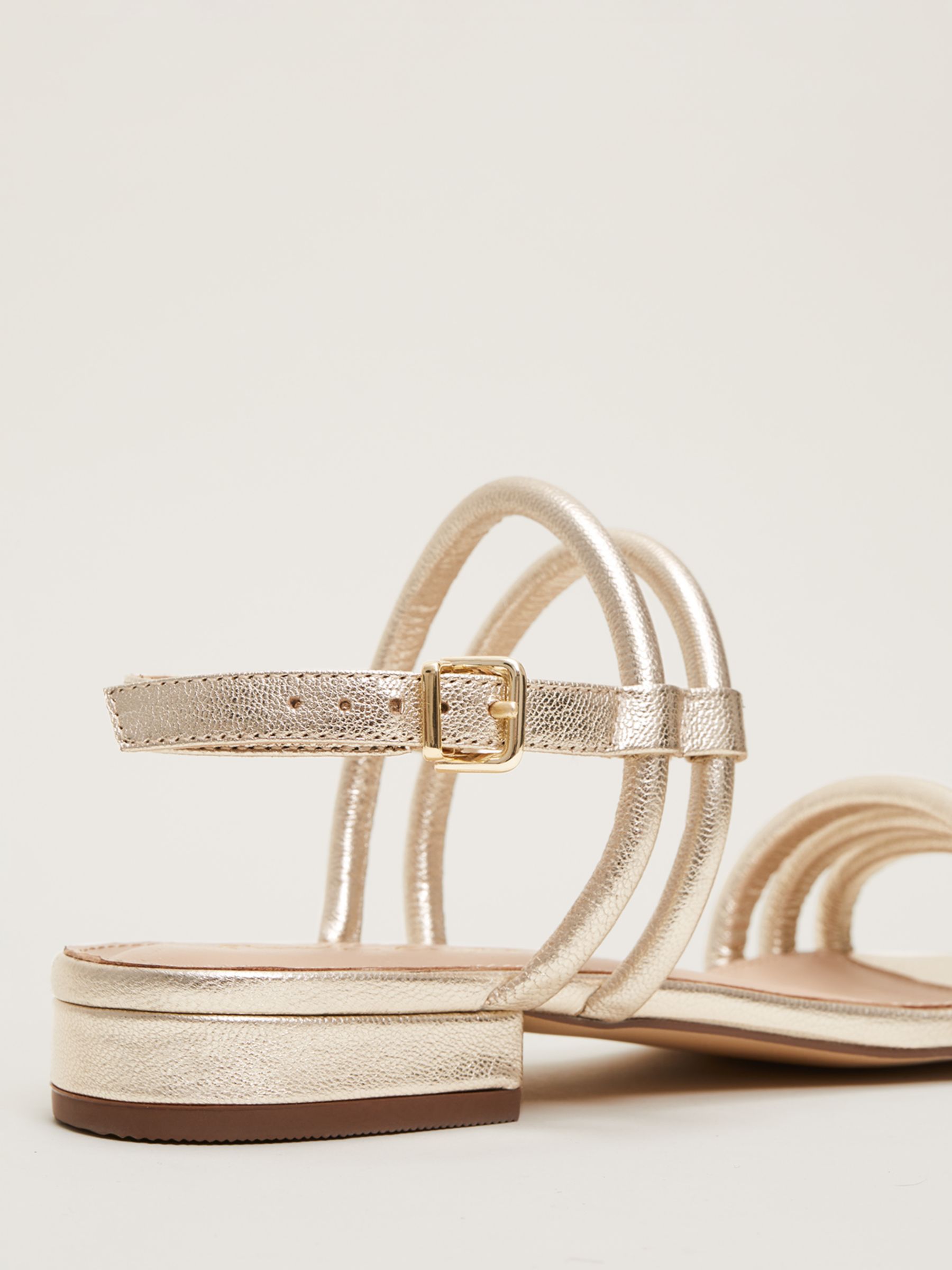 Phase Eight Metallic Leather Sandals Gold at John Lewis Partners