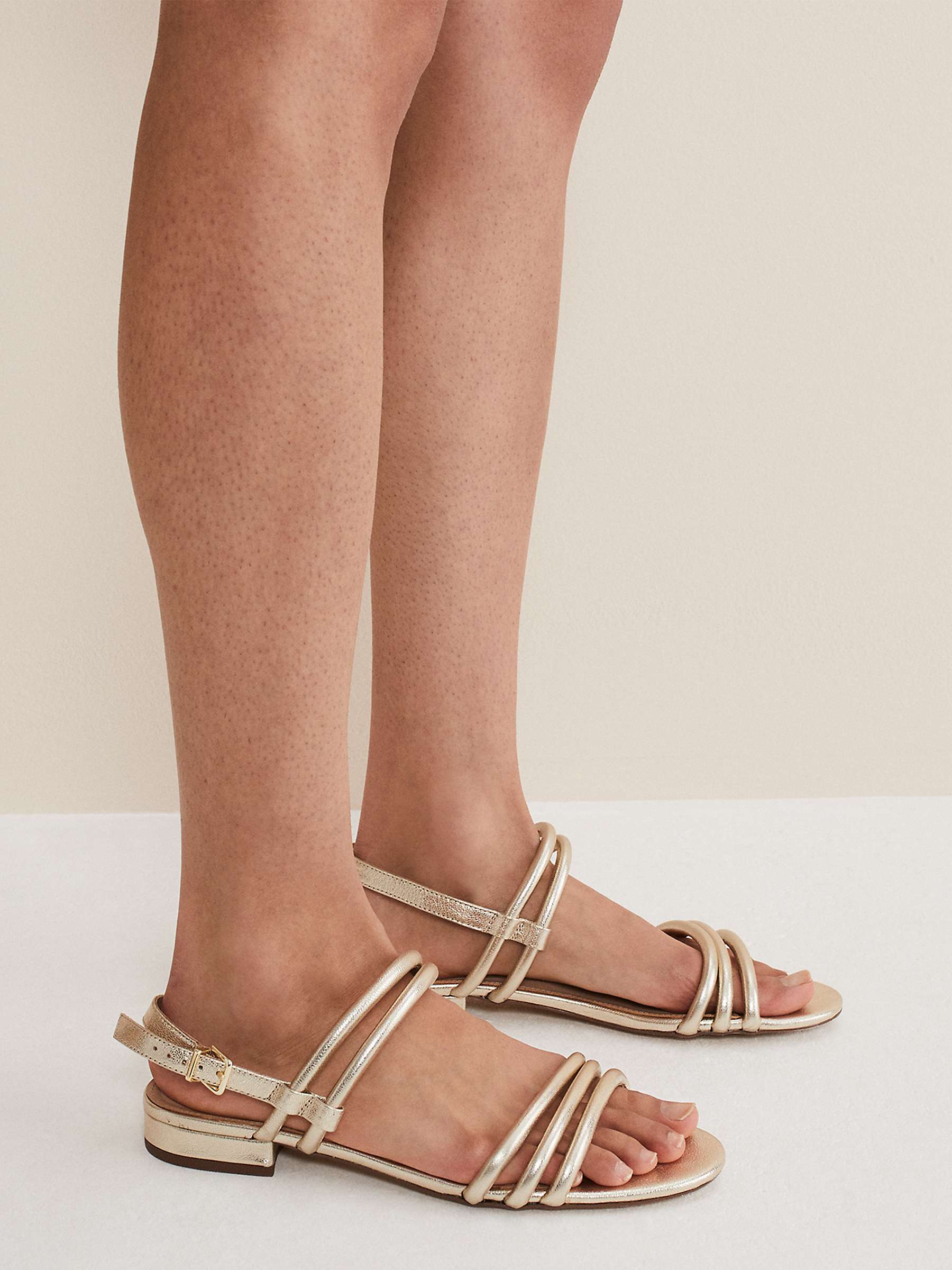 Buy Phase Eight Metallic Leather Sandals, Gold Online at johnlewis.com