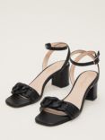 Phase Eight Leather Chain Trime Block Heel Sandals, Black