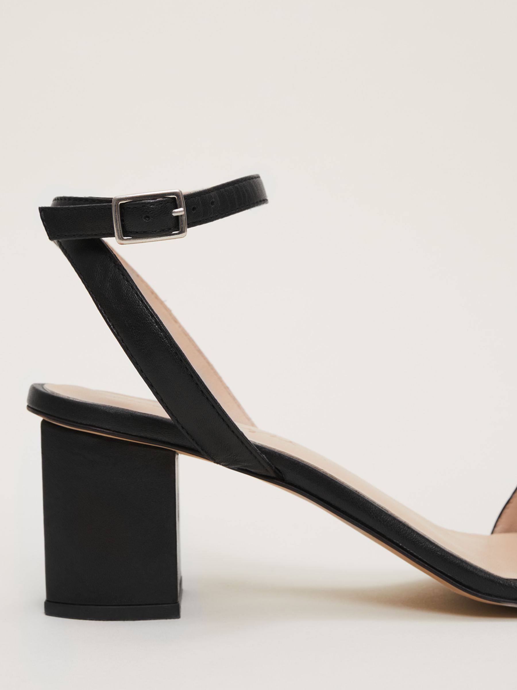 Buy Phase Eight Leather Chain Trime Block Heel Sandals, Black Online at johnlewis.com