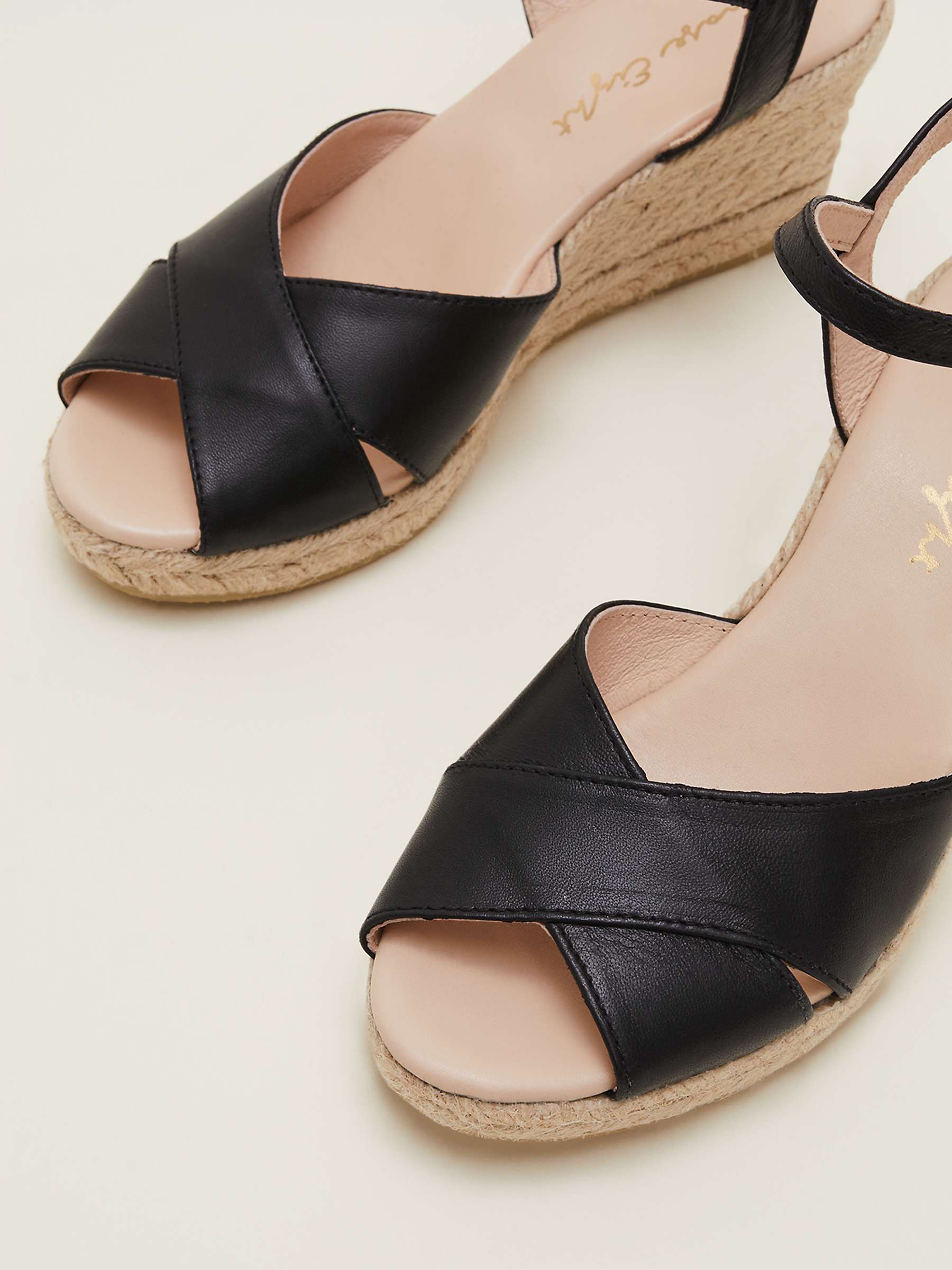 Buy Phase Eight Leather Espadrilles, Black Online at johnlewis.com
