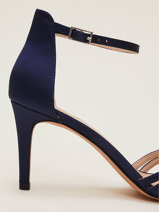 Phase Eight Satin Strappy Heeled Sandals, French Navy