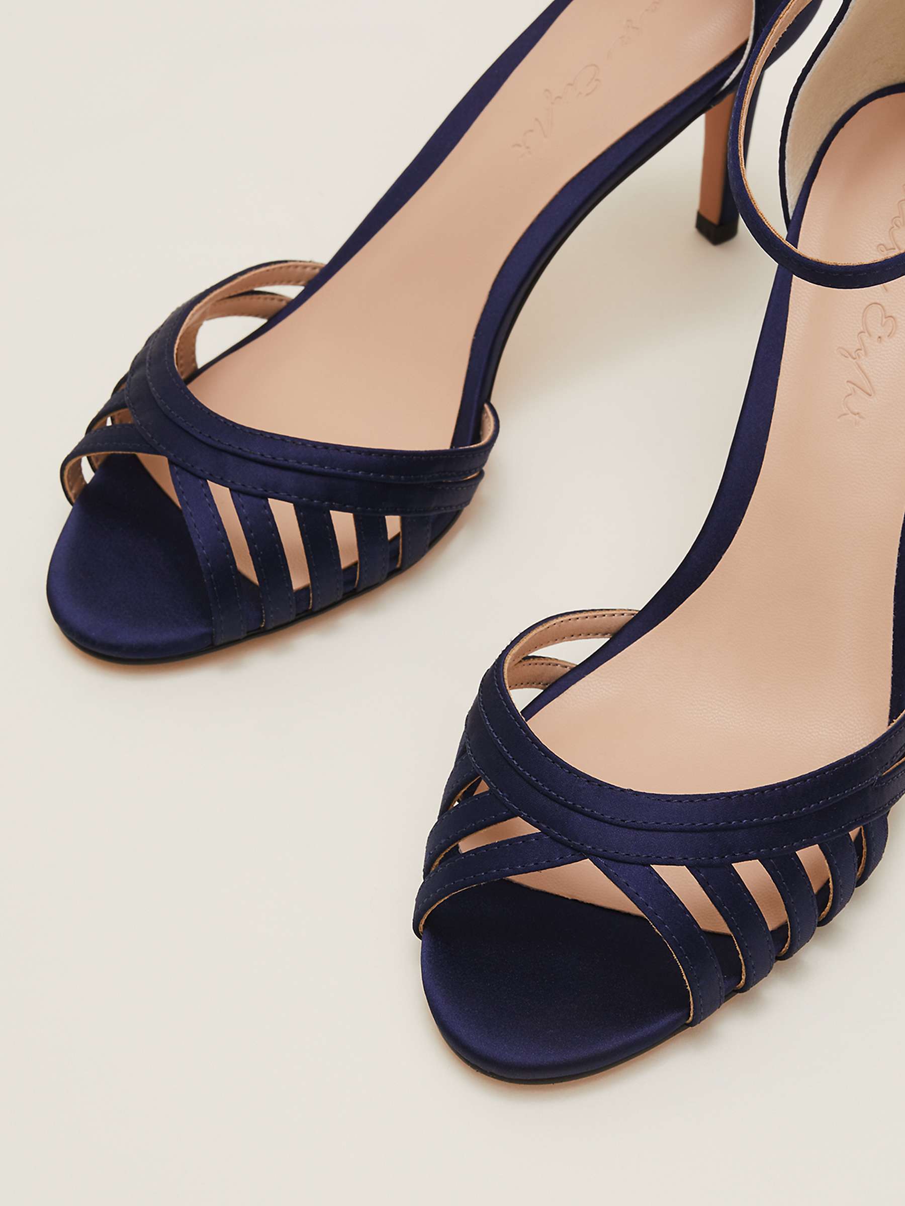 Buy Phase Eight Satin Strappy Heeled Sandals, French Navy Online at johnlewis.com