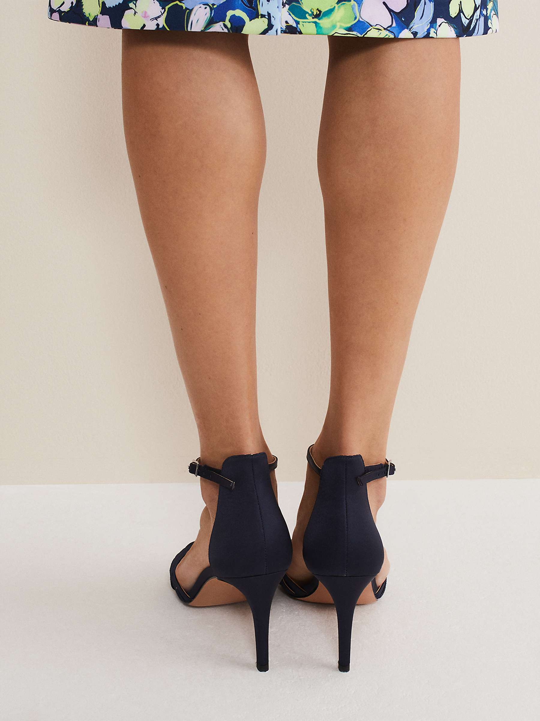 Buy Phase Eight Satin Strappy Heeled Sandals, French Navy Online at johnlewis.com