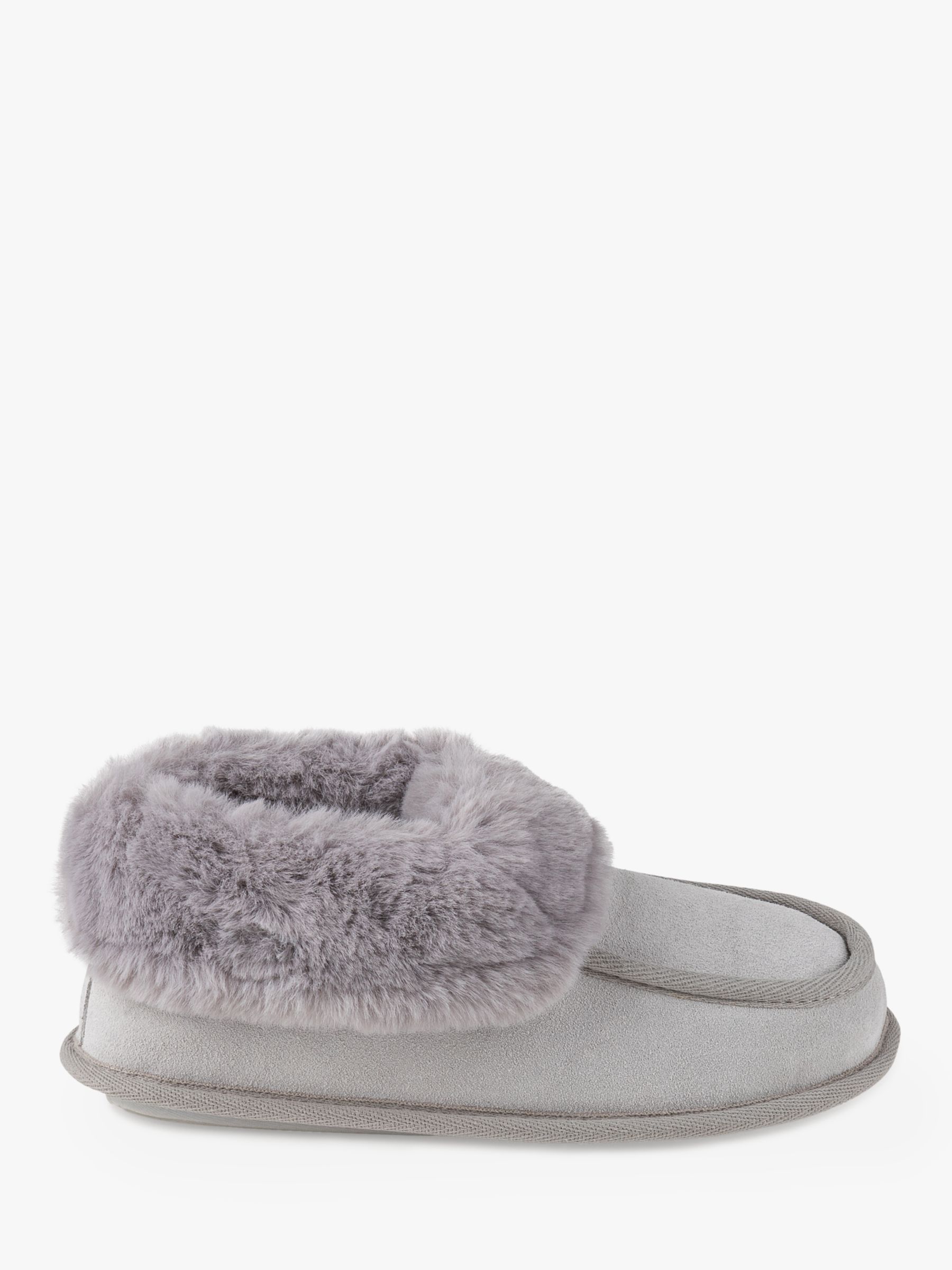 totes Real Suede Moccasin Bootie Slippers, Grey at John Lewis & Partners