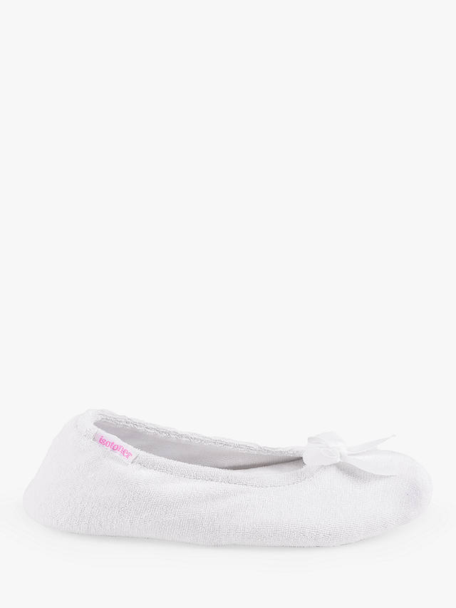 totes Terry Ballerina Slippers, White